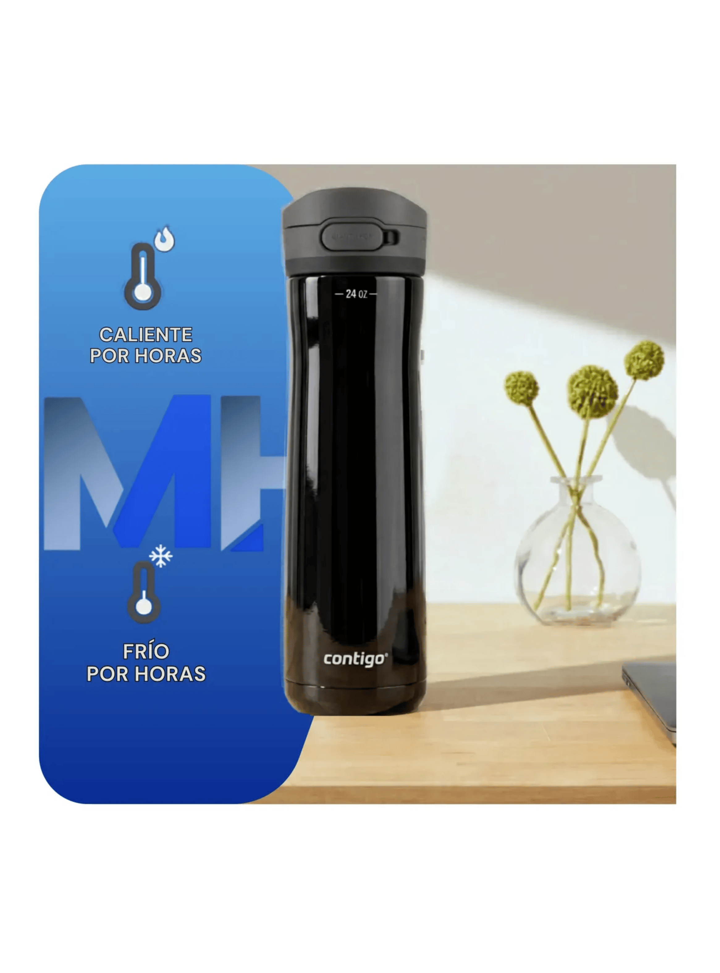 Vaso Termico Contigo 24 Oz 710ml Acero Inoxidable Negro-5