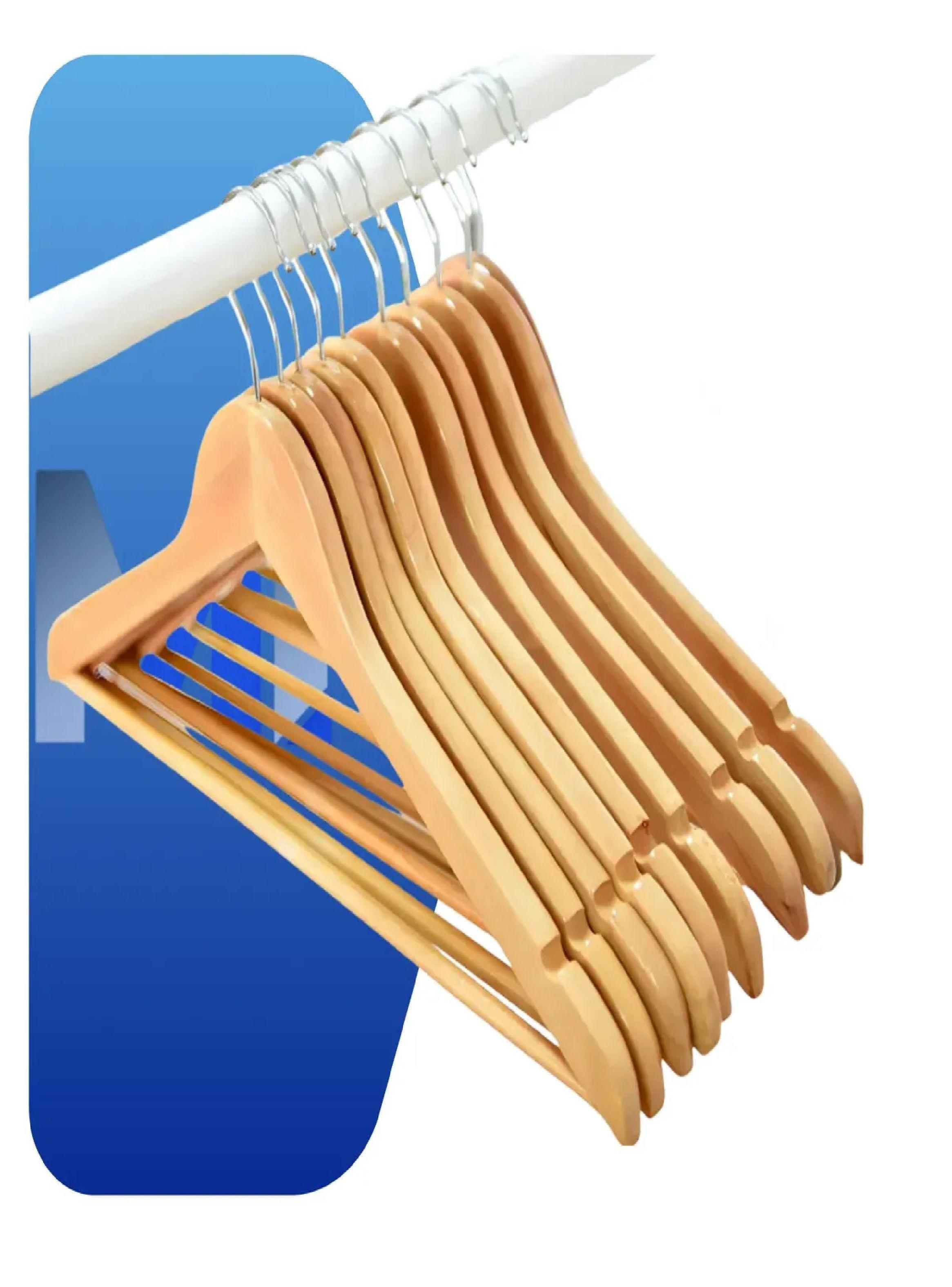 Pack X4 Set 8 Colgadores De Madera 32 Uni Ganchos Perchas-1