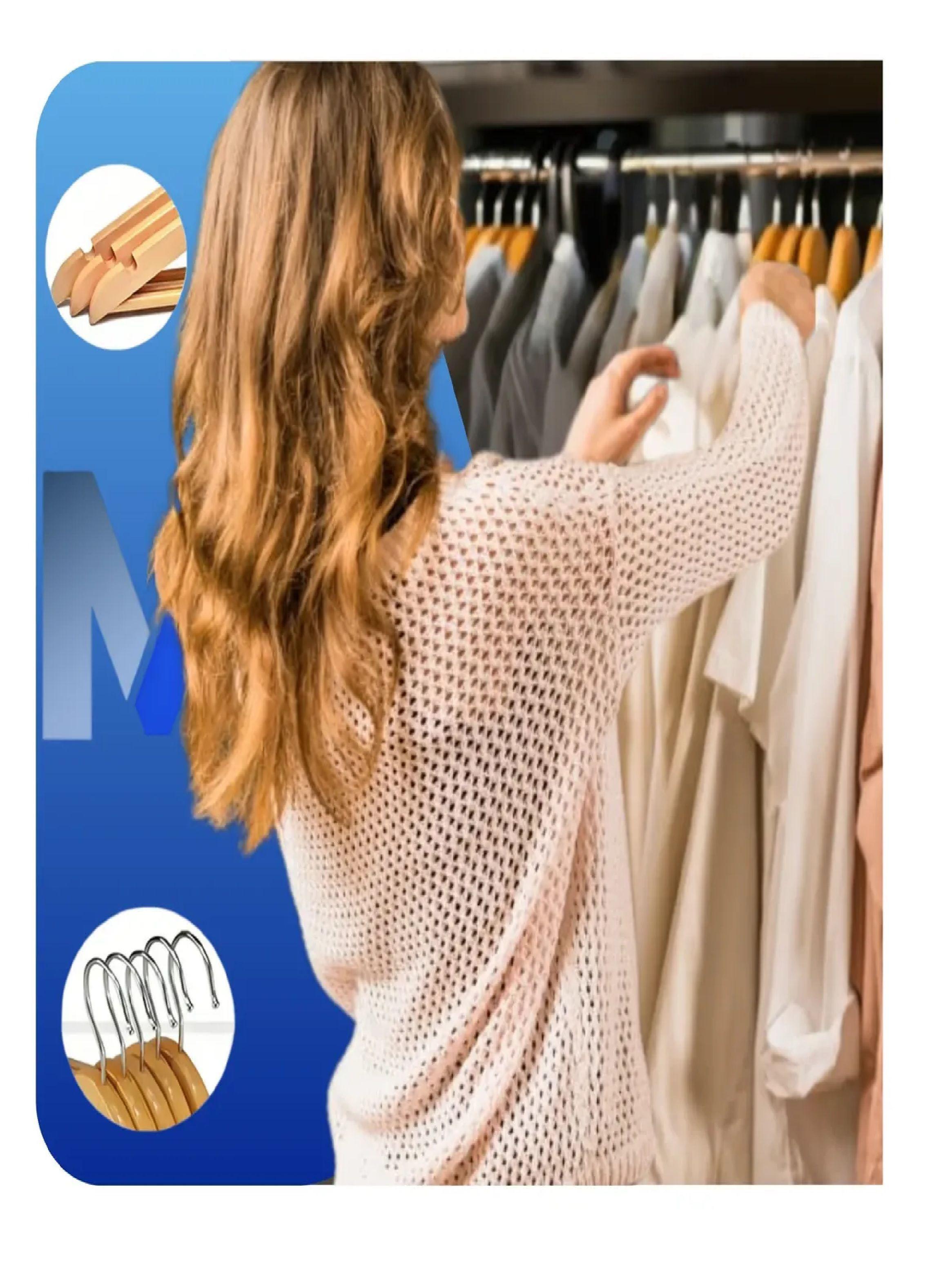 Pack X4 Set 8 Colgadores De Madera 32 Uni Ganchos Perchas-3