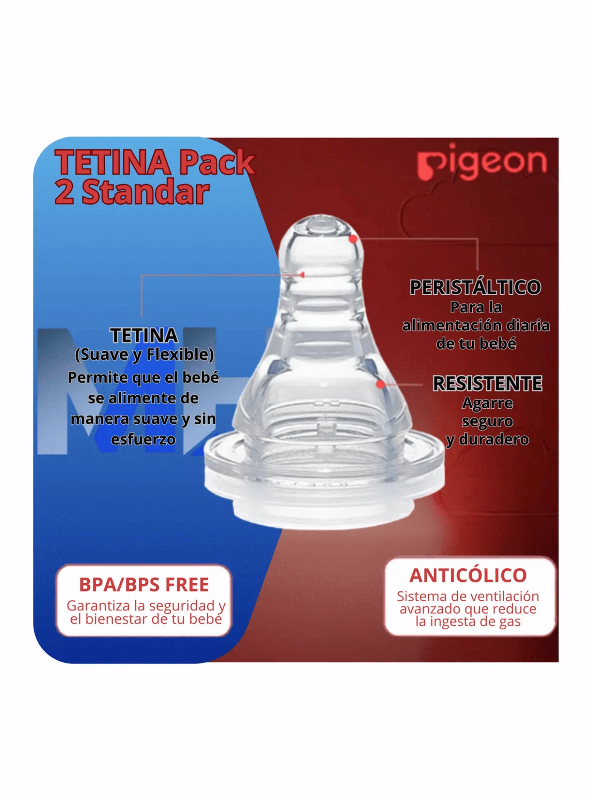 Tetina Pigeon Boca Estandar Talla M Silicona Anticolico-1