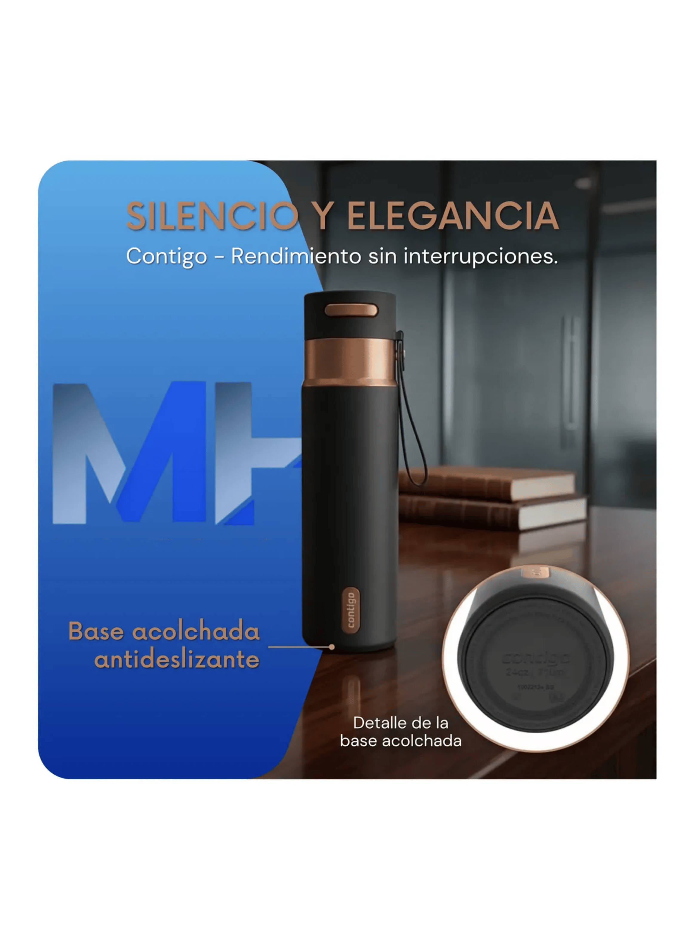 Vaso Mug Termico Contigo Autoseal Xl 710ml Negro y Bronce-3