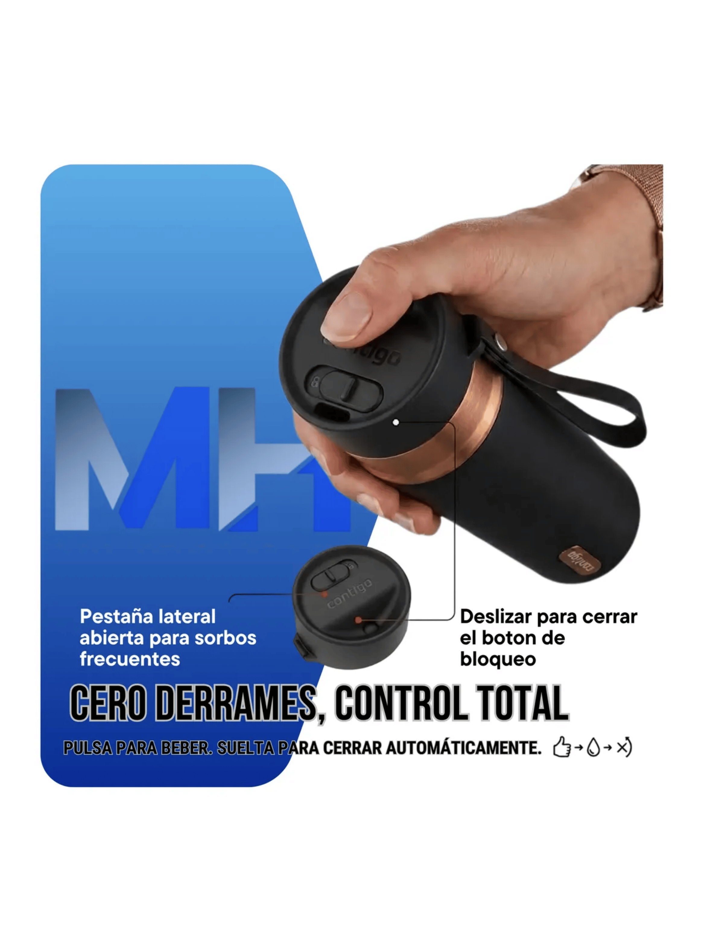 Vaso Mug Termico Contigo Autoseal Xl 710ml Negro y Bronce-7