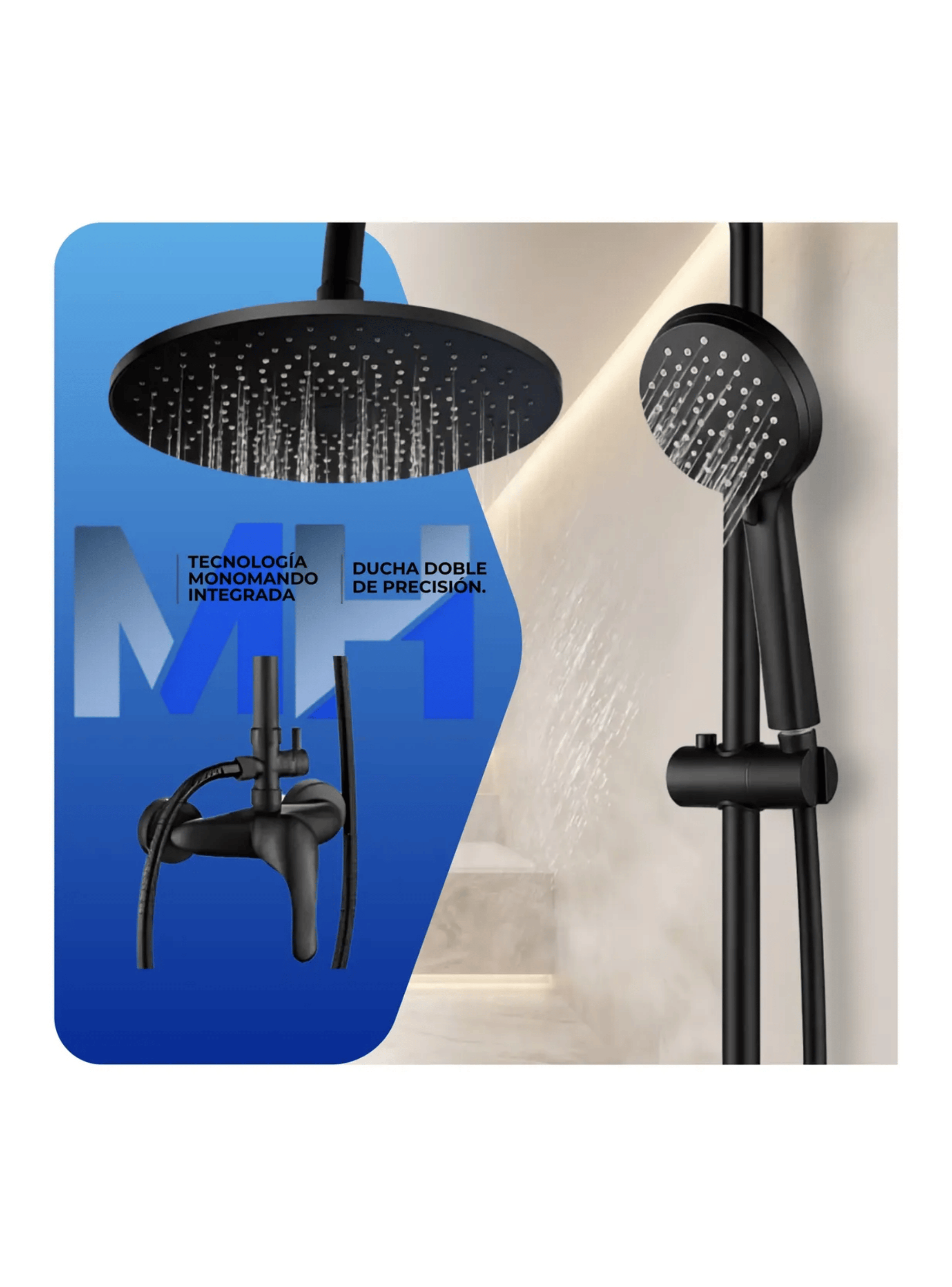 Columna De Ducha Monomando Circular Negro Matte Taumm Notte-2