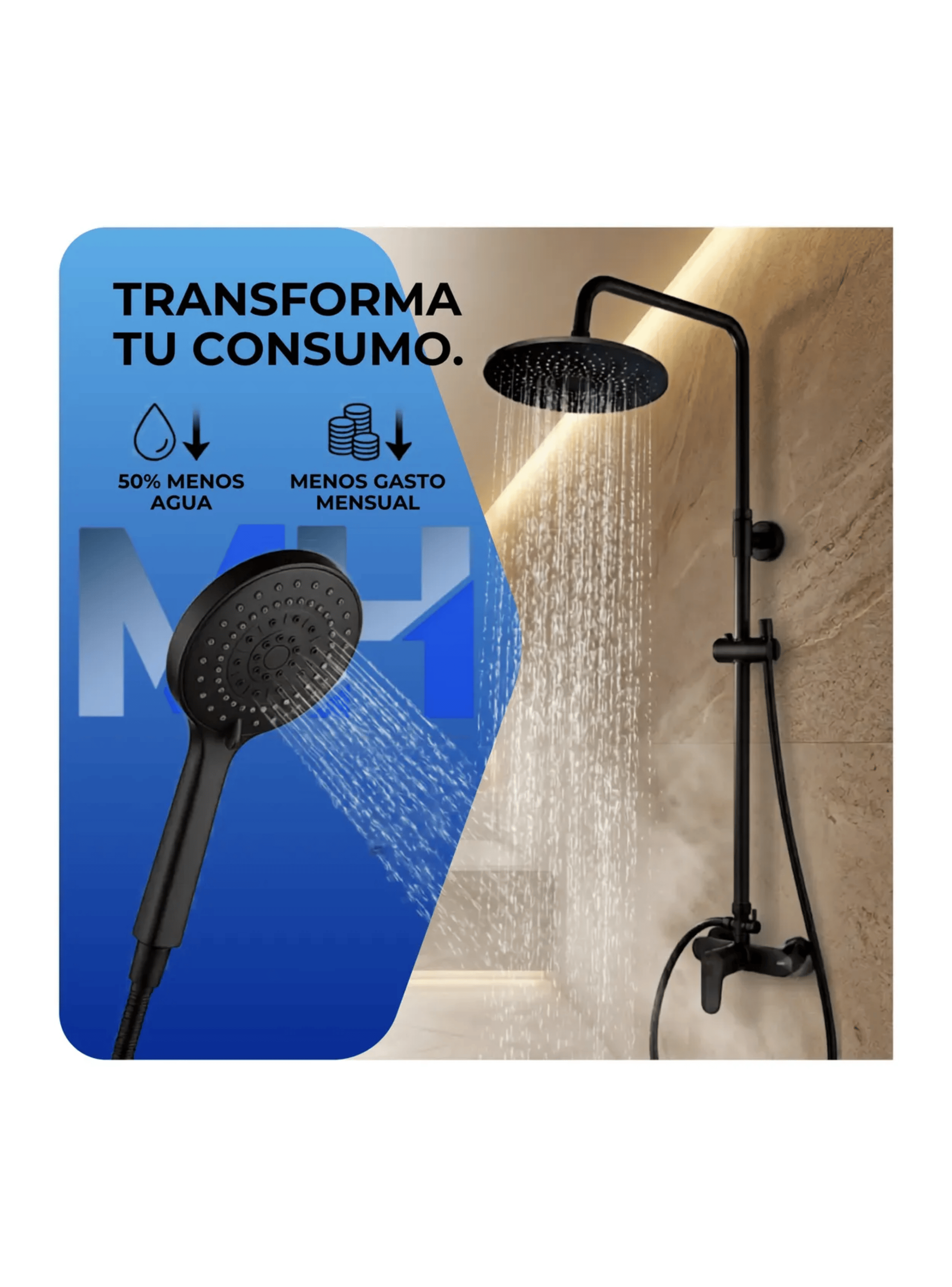 Columna De Ducha Monomando Circular Negro Matte Taumm Notte-3
