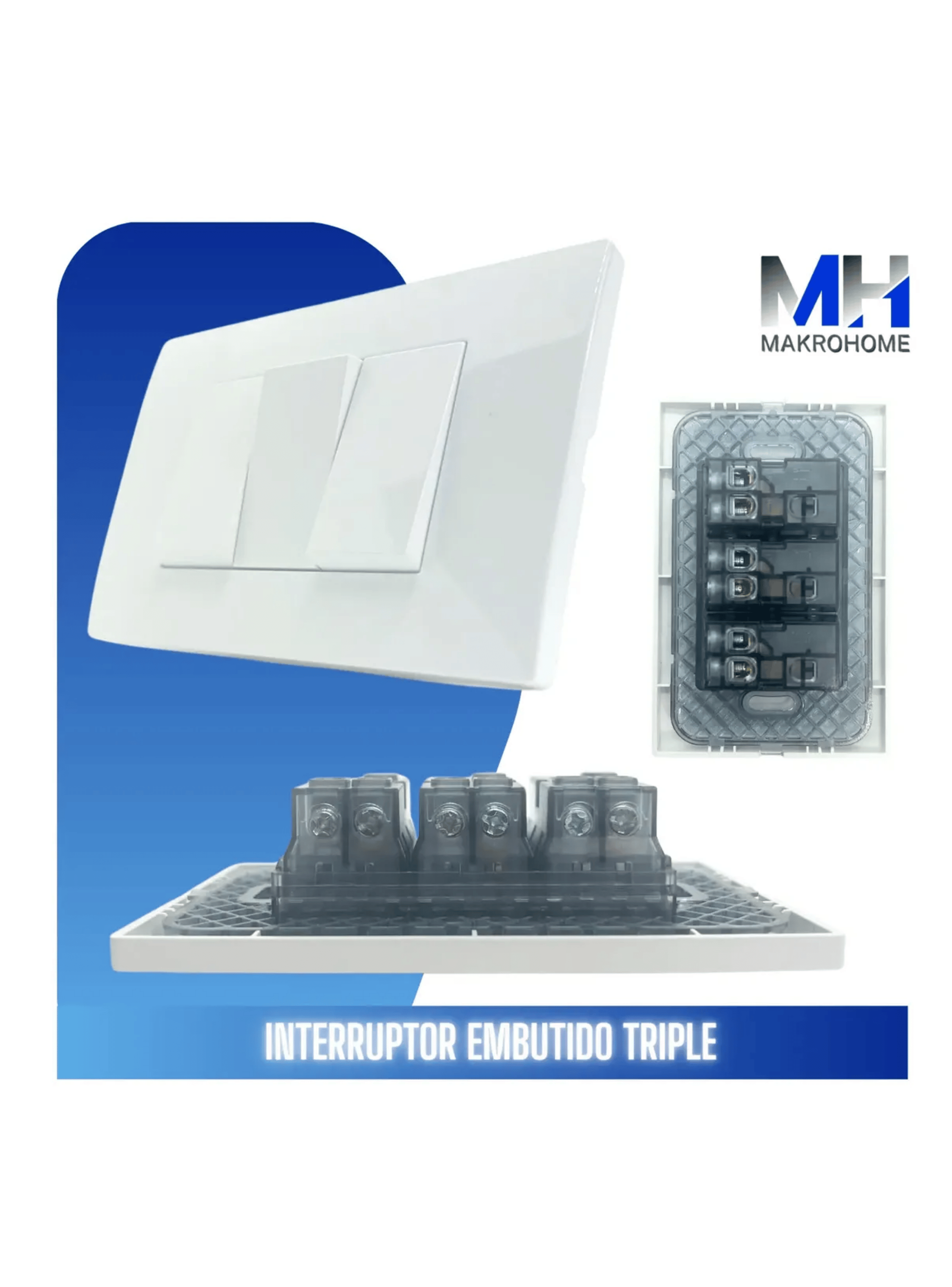 Interruptor Triple Embutido 10a Fenix 220v Plastico Blanco-2