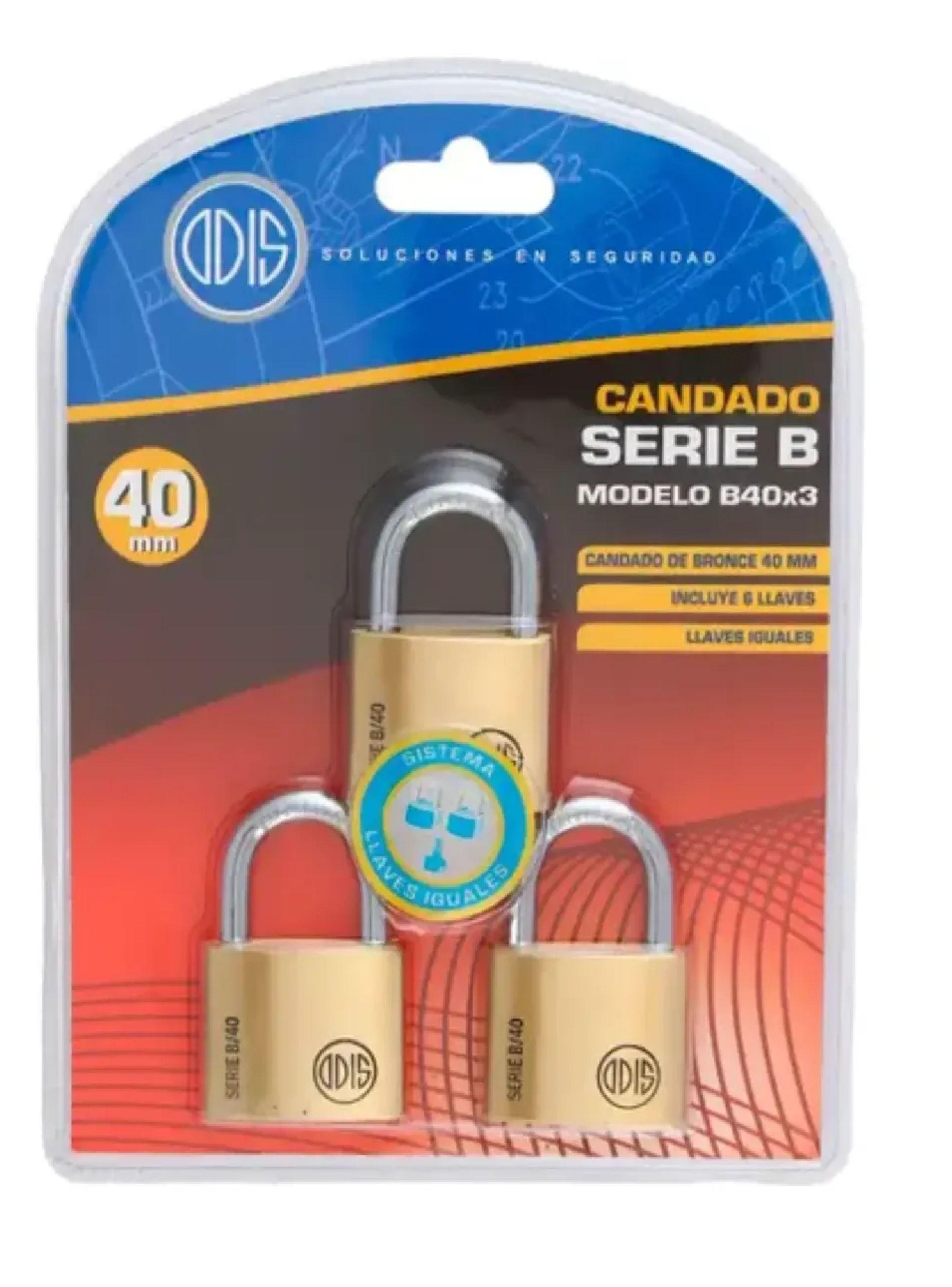 Candado Odis B40 X3 40mm Bronce Solido Llaves Iguales-0
