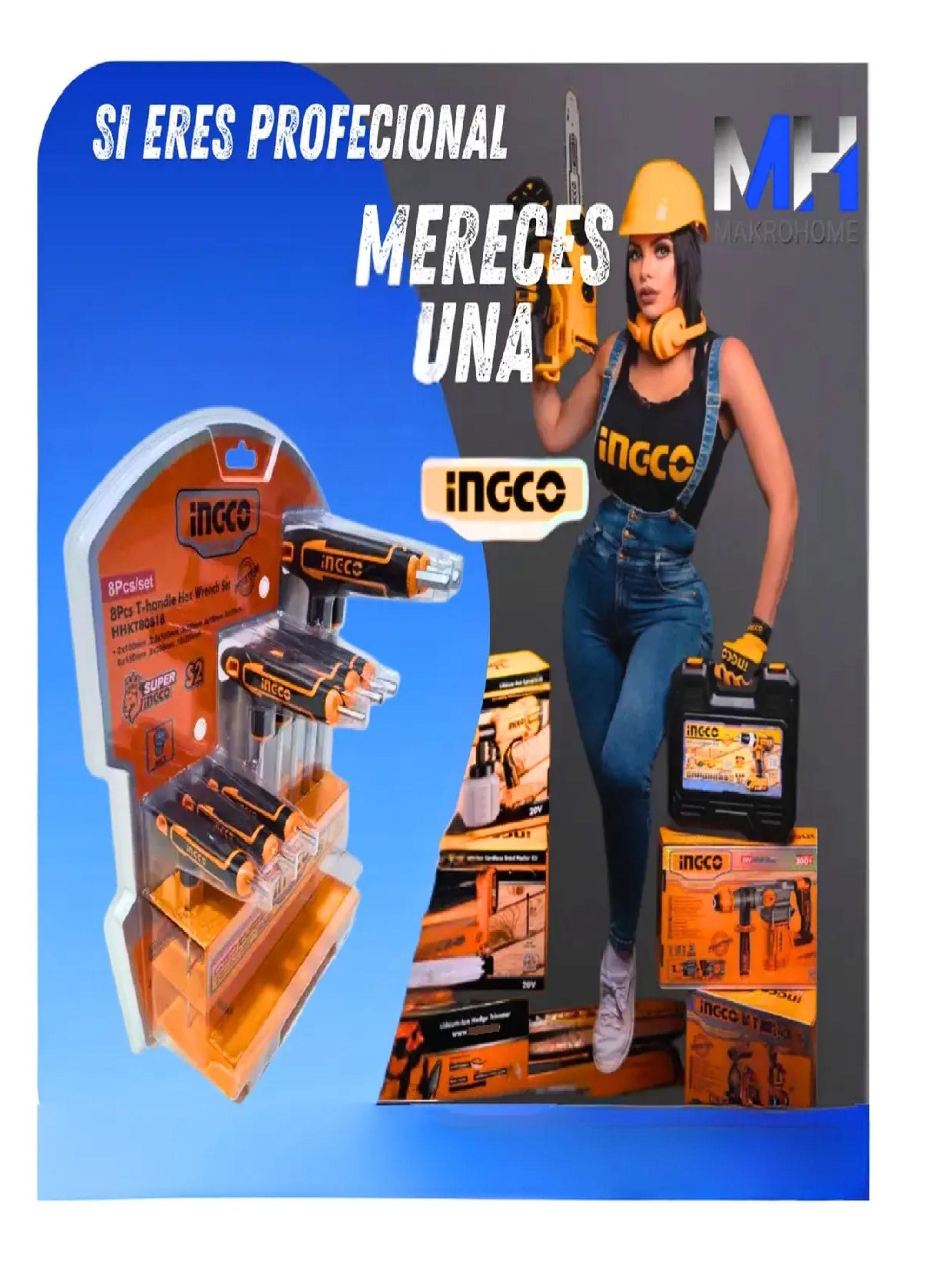 Set De 8 Llaves Allen Hexagonales Tipo T Industrial Ingco-4