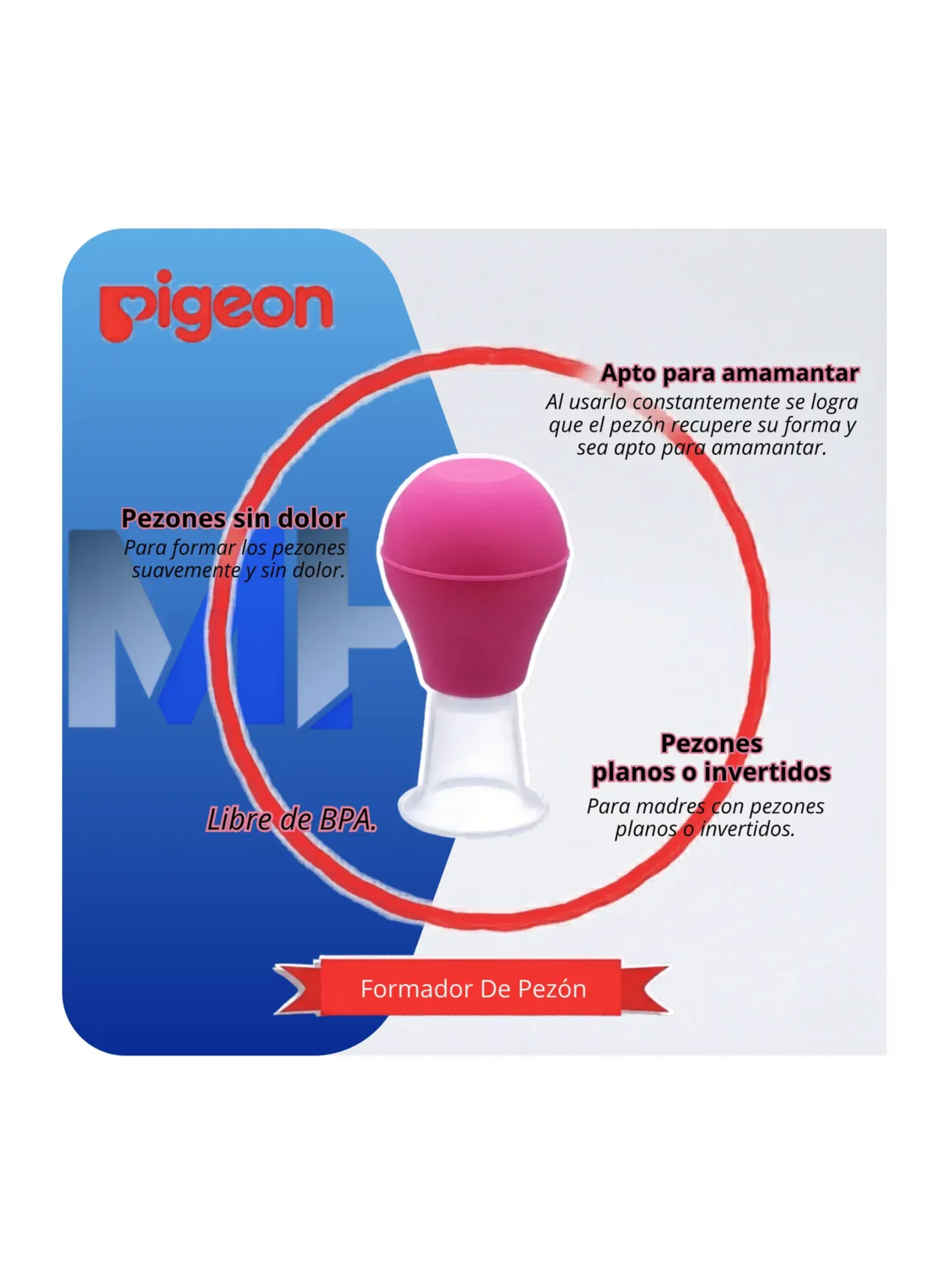 Formador De Pezon Con Estuche Pigeon Rosa Libre Bpa bps-5