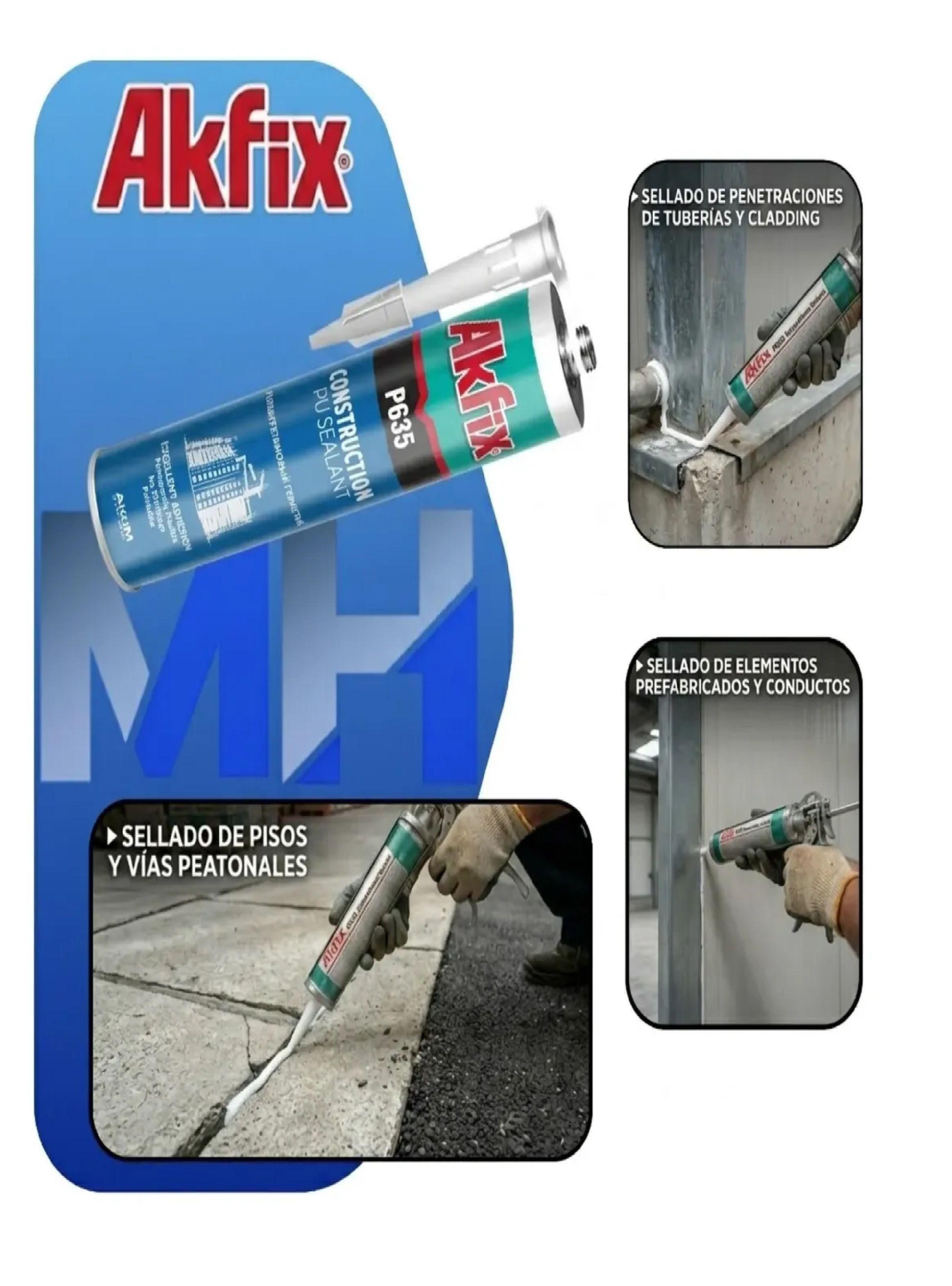 Pack 3 Sellador Poliuretano Akfix P635 Negro 310ml Juntas-2