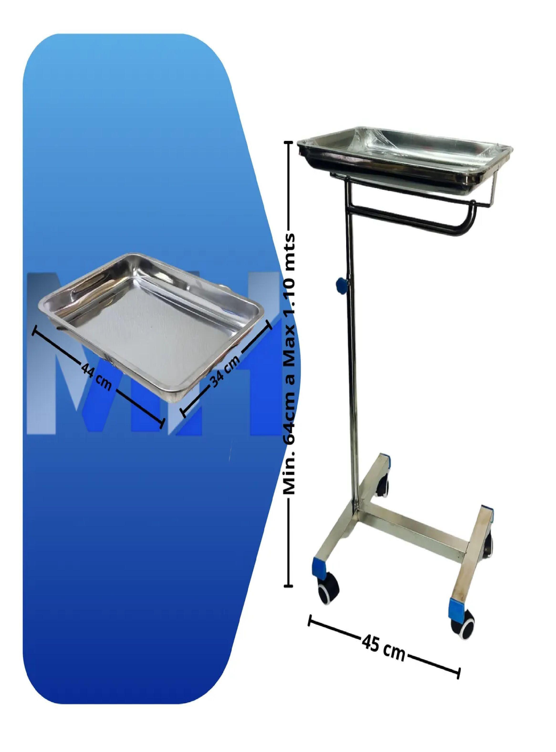 Mesa Auxiliar Clinica Mayo Acero Inoxidable Altura Ajustable-1