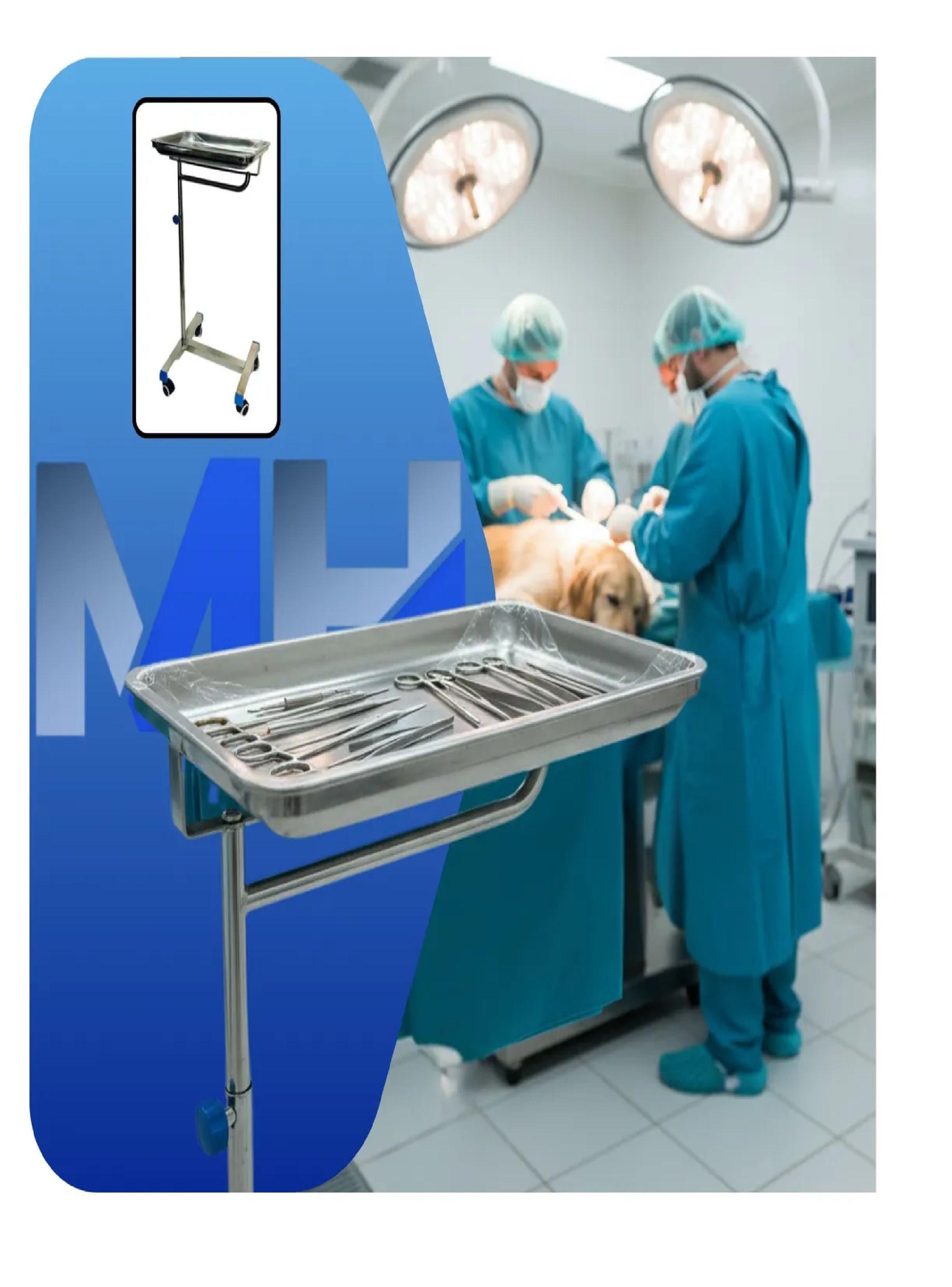 Mesa Auxiliar Clinica Mayo Acero Inoxidable Altura Ajustable-4