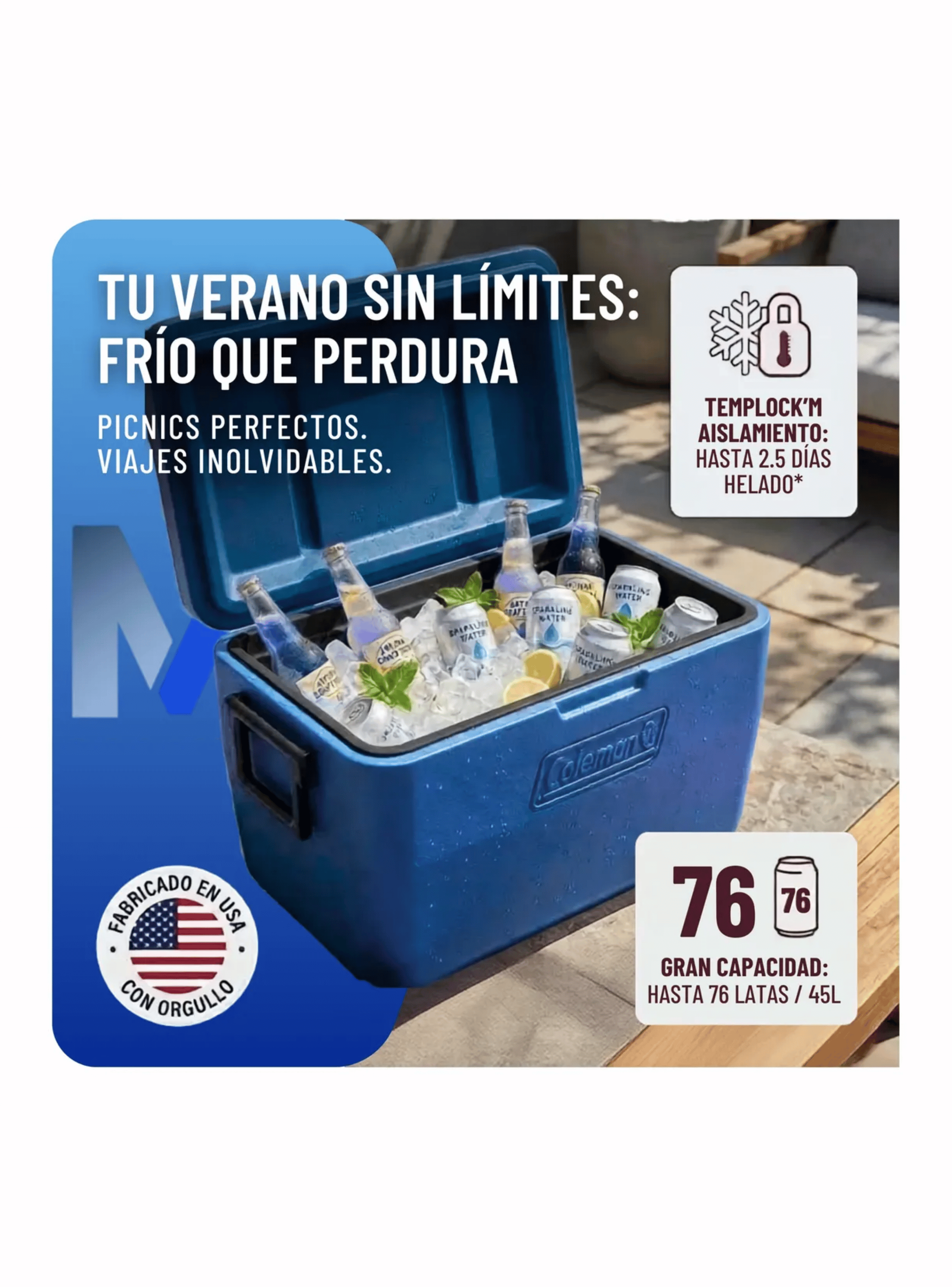 Cooler Coleman Chiller 48 Qt 45 Litros Rojo Azul A Eleccion-4