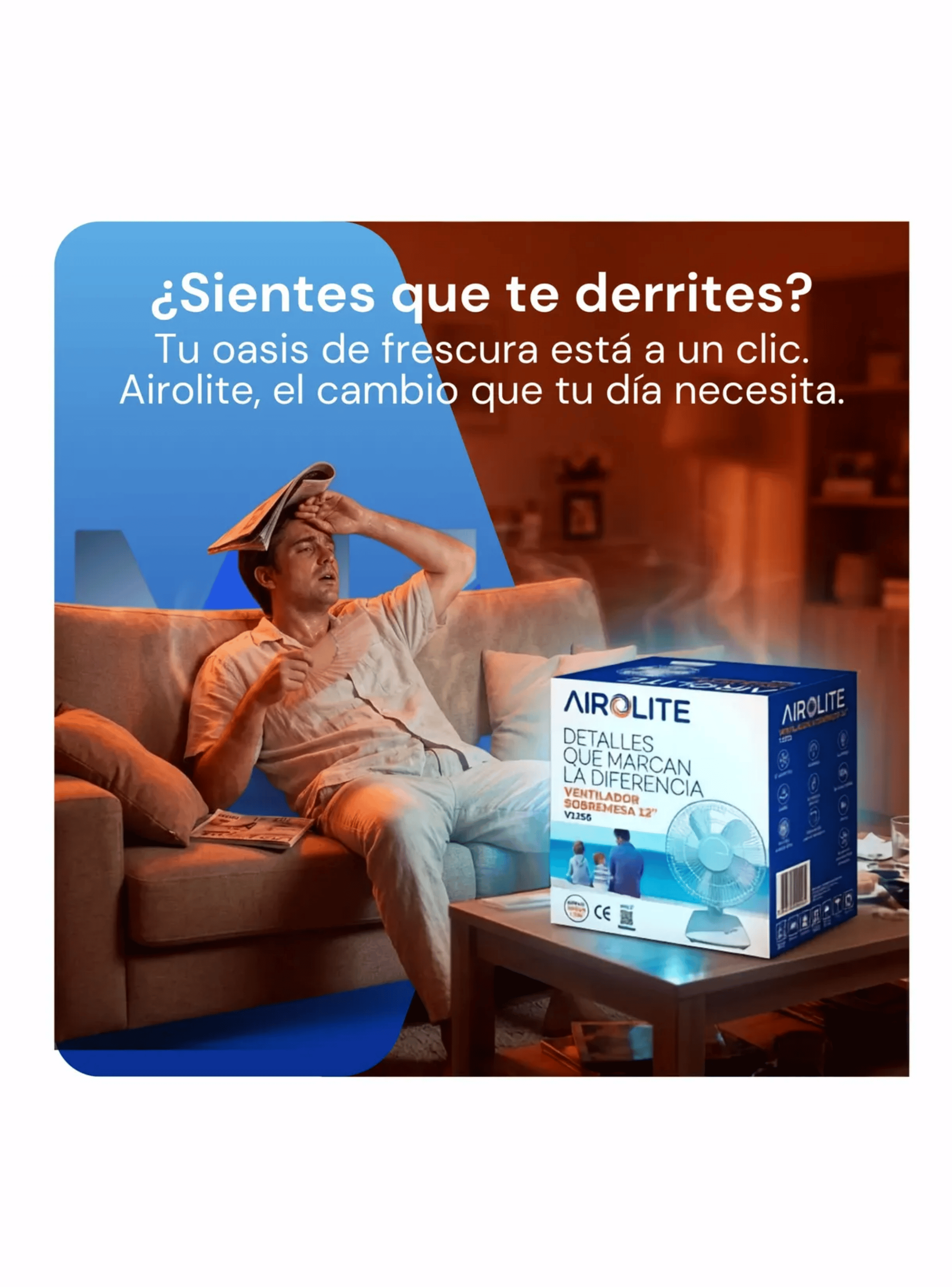 Ventilador Sobremesa 12 Pulgadas Airolite 50w 3 Velocidades-1
