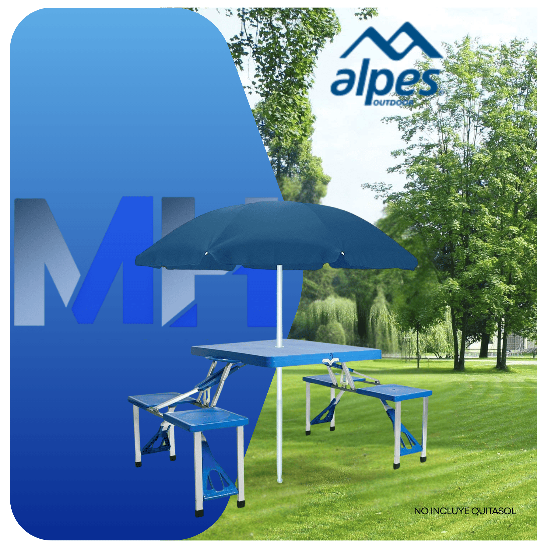 Mesa Alpes Camping Plegable 134cm Con 4 Sillas Max 100 Kg-3