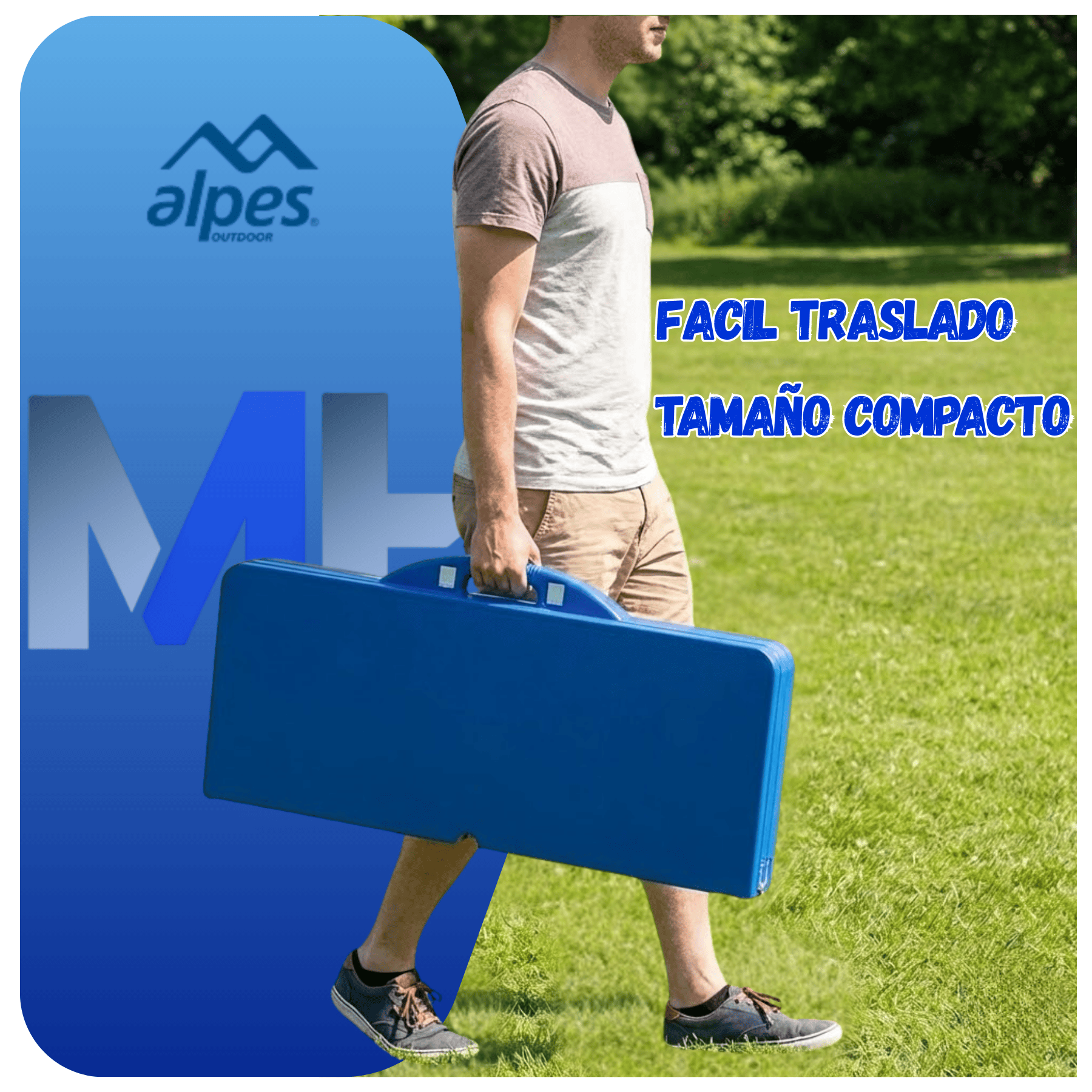 Mesa Alpes Camping Plegable 134cm Con 4 Sillas Max 100 Kg-5