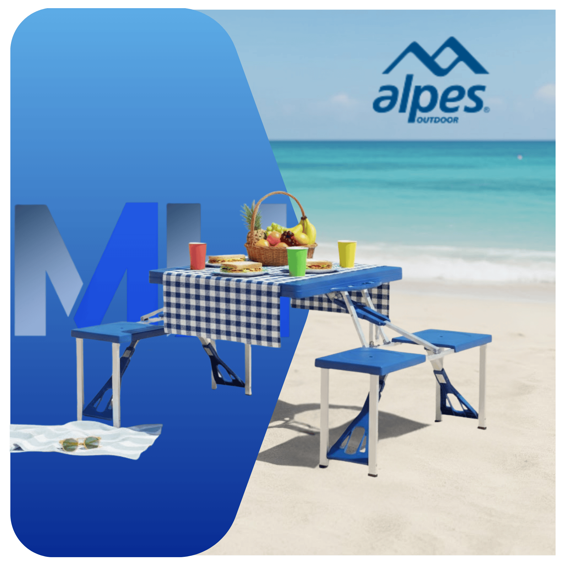 Mesa Alpes Camping Plegable 134cm Con 4 Sillas Max 100 Kg-7