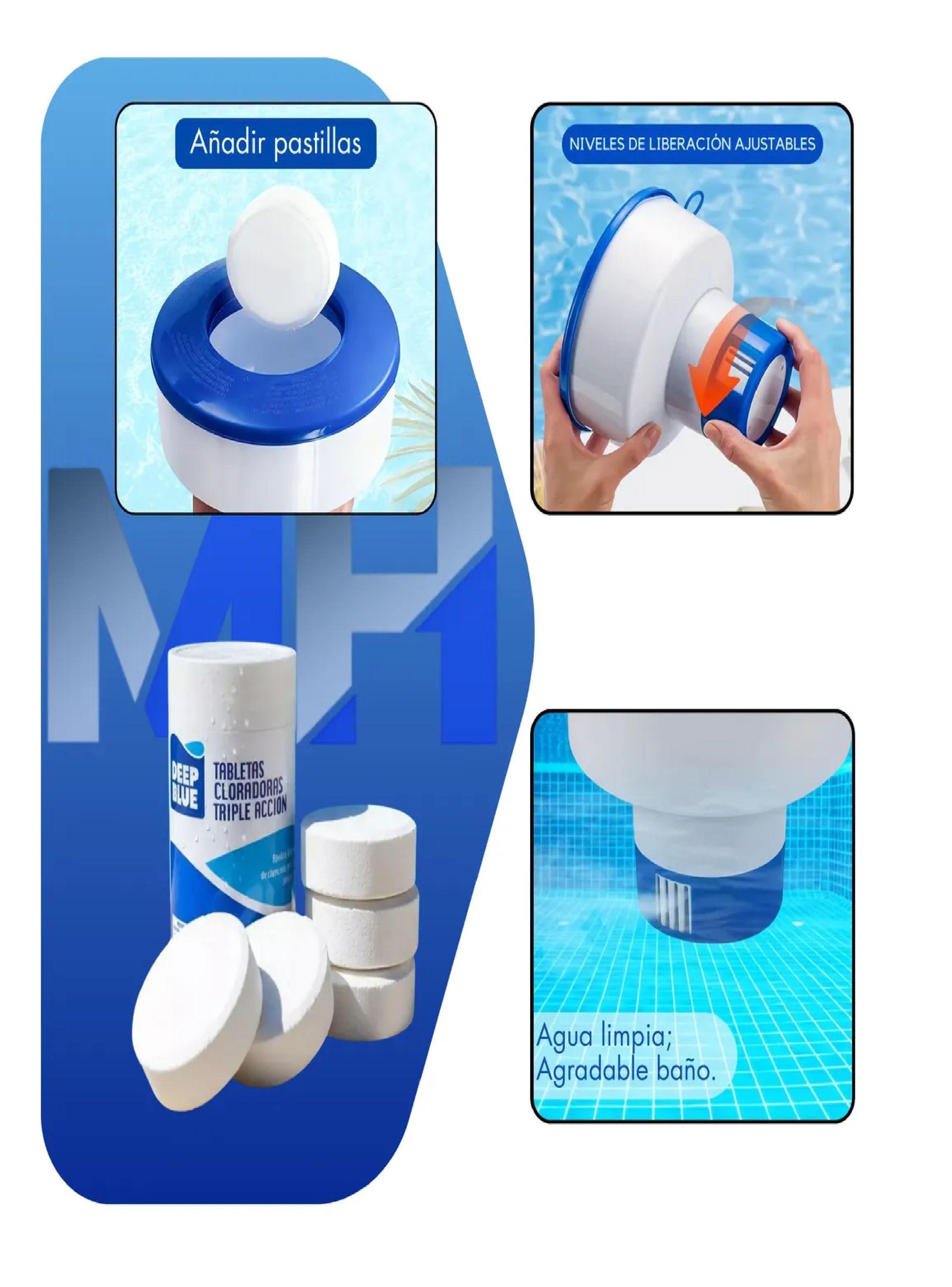 Pack Dosificador Piscina Flotante + Tableta Triple Accion Dp-2
