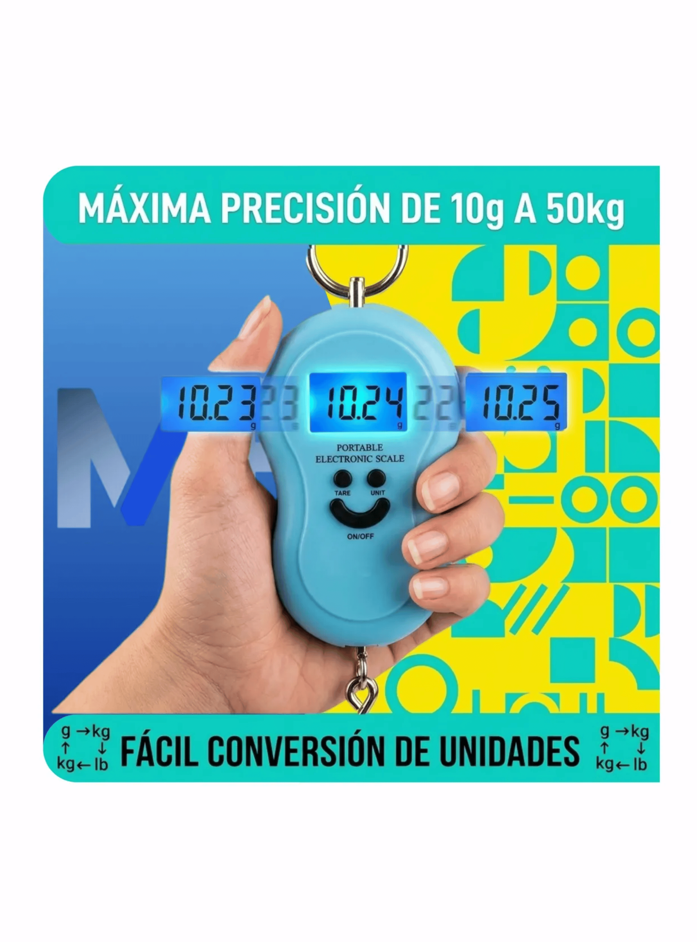 Balanza Digital Para Maletas Pesa Equipaje De Mano 50kg Azul Claro-2