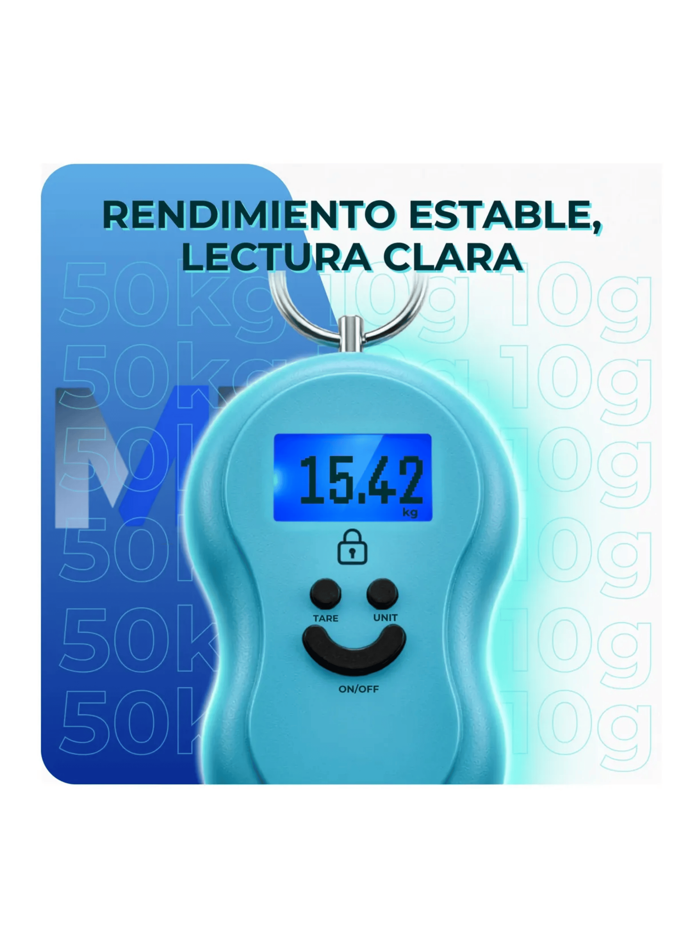 Balanza Digital Para Maletas Pesa Equipaje De Mano 50kg Azul Claro-3