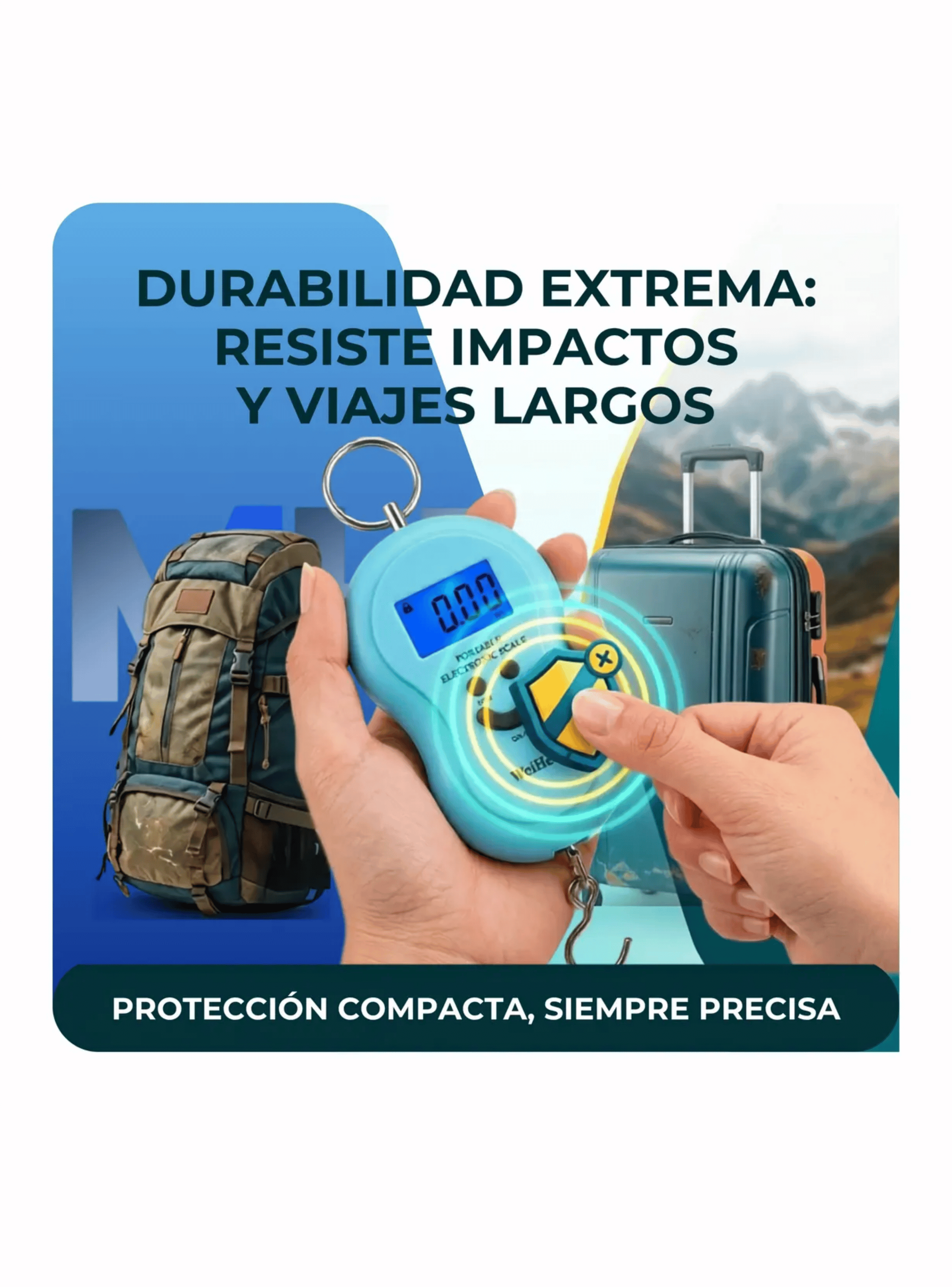 Balanza Digital Para Maletas Pesa Equipaje De Mano 50kg Azul Claro-5