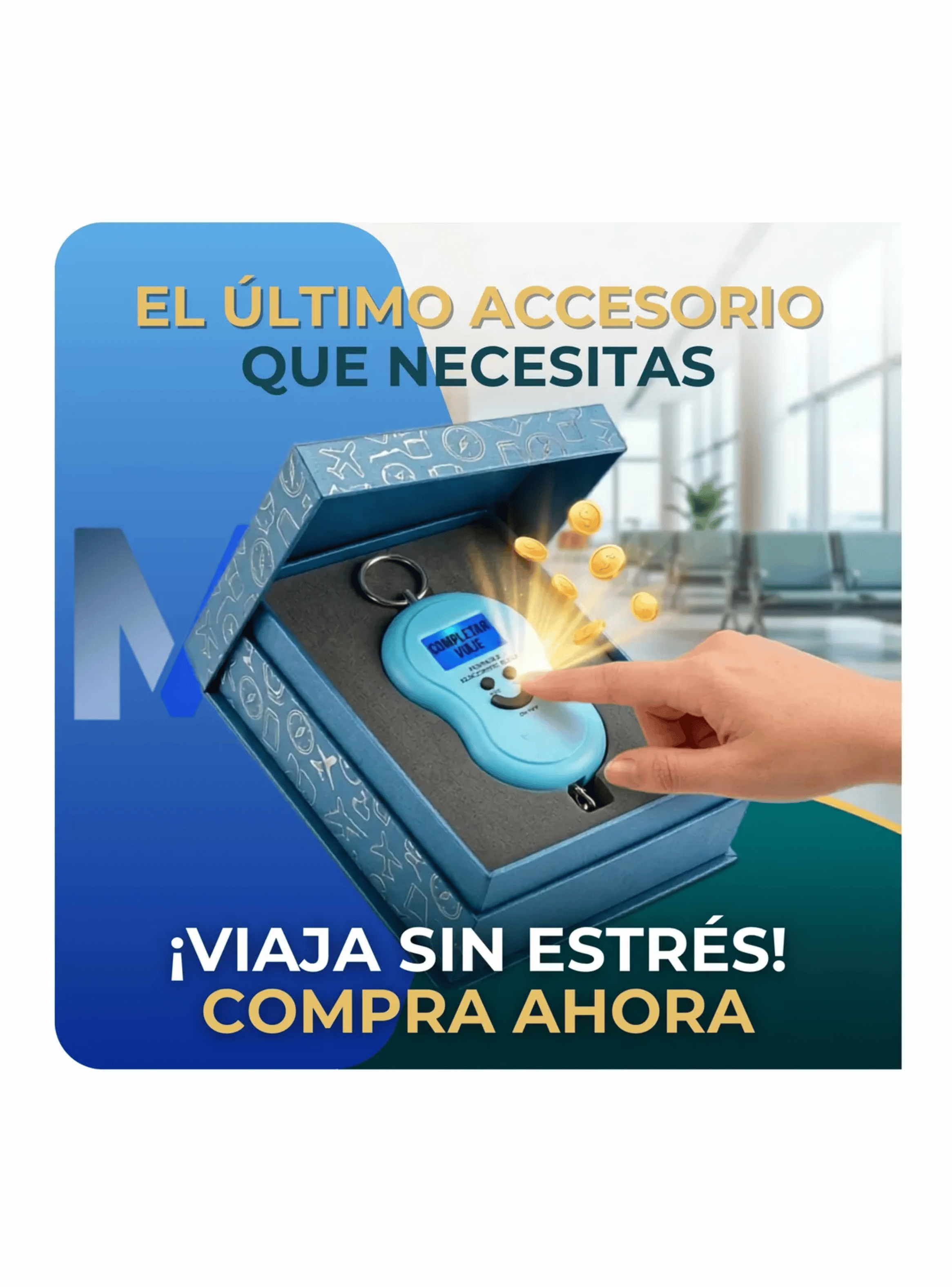 Balanza Digital Para Maletas Pesa Equipaje De Mano 50kg Azul Claro-6