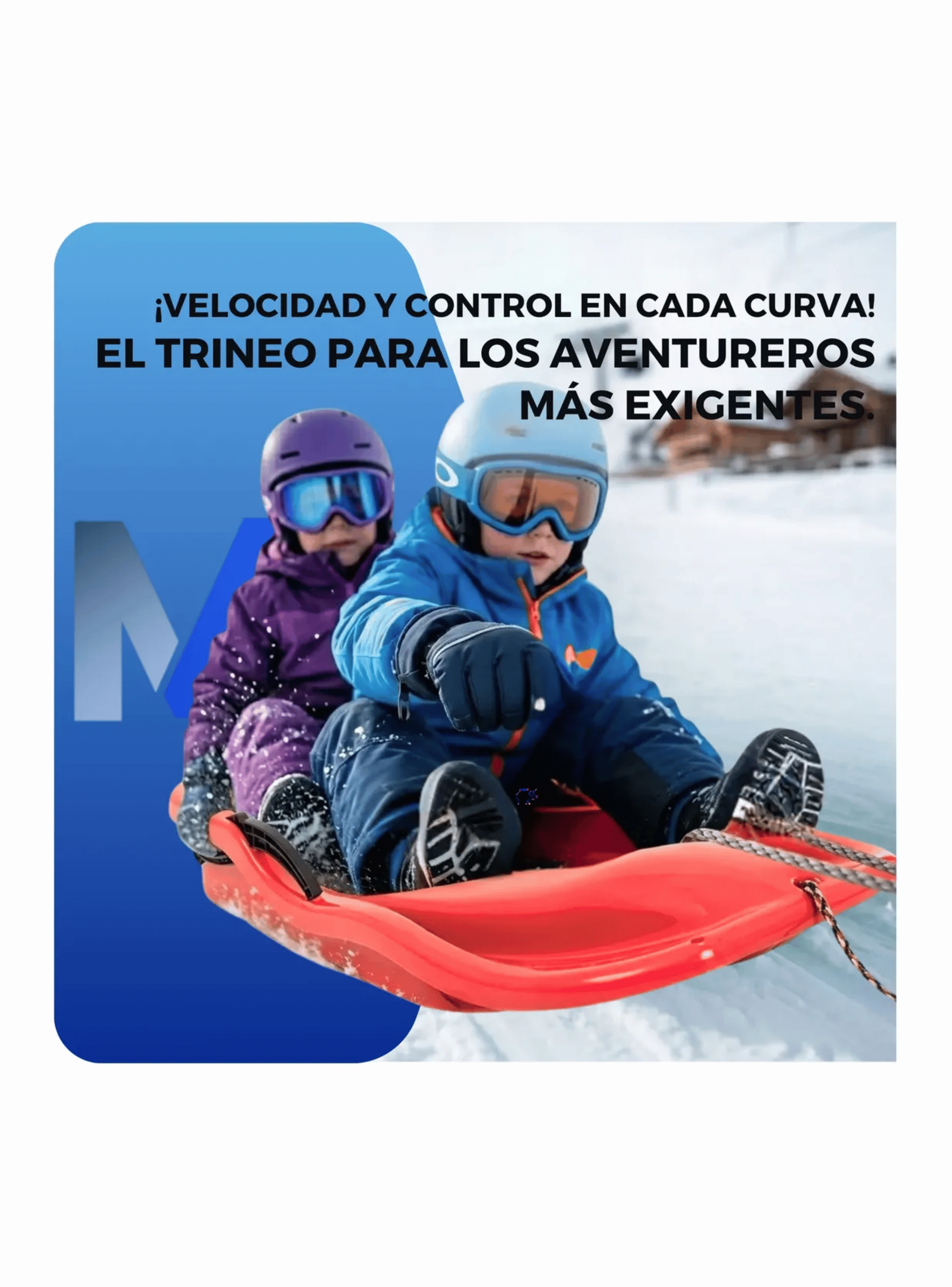 Trineo Para Nieve Reforzado Con Frenos Adultos Y Ni os Rojo-2