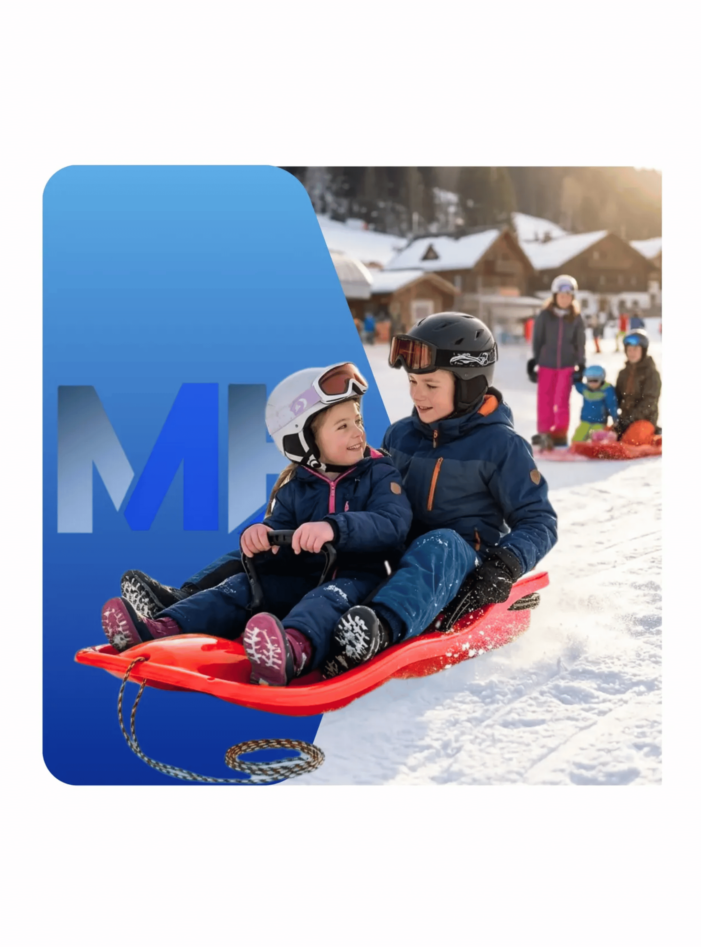 Trineo Para Nieve Reforzado Con Frenos Adultos Y Ni os Rojo-3
