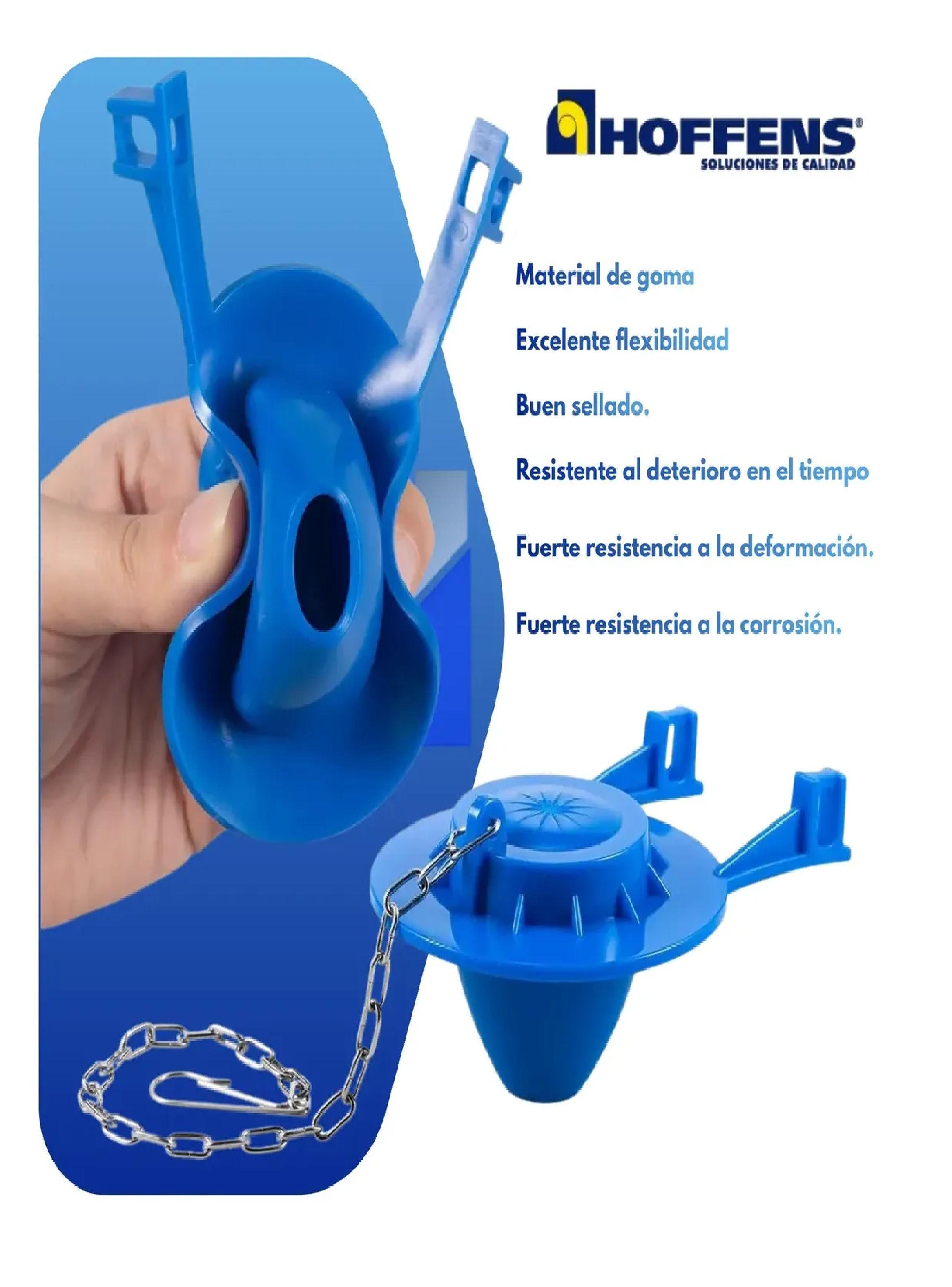 Flapper Sapo Wc Universal Azul Cadena Acero Inox Hoffens-3
