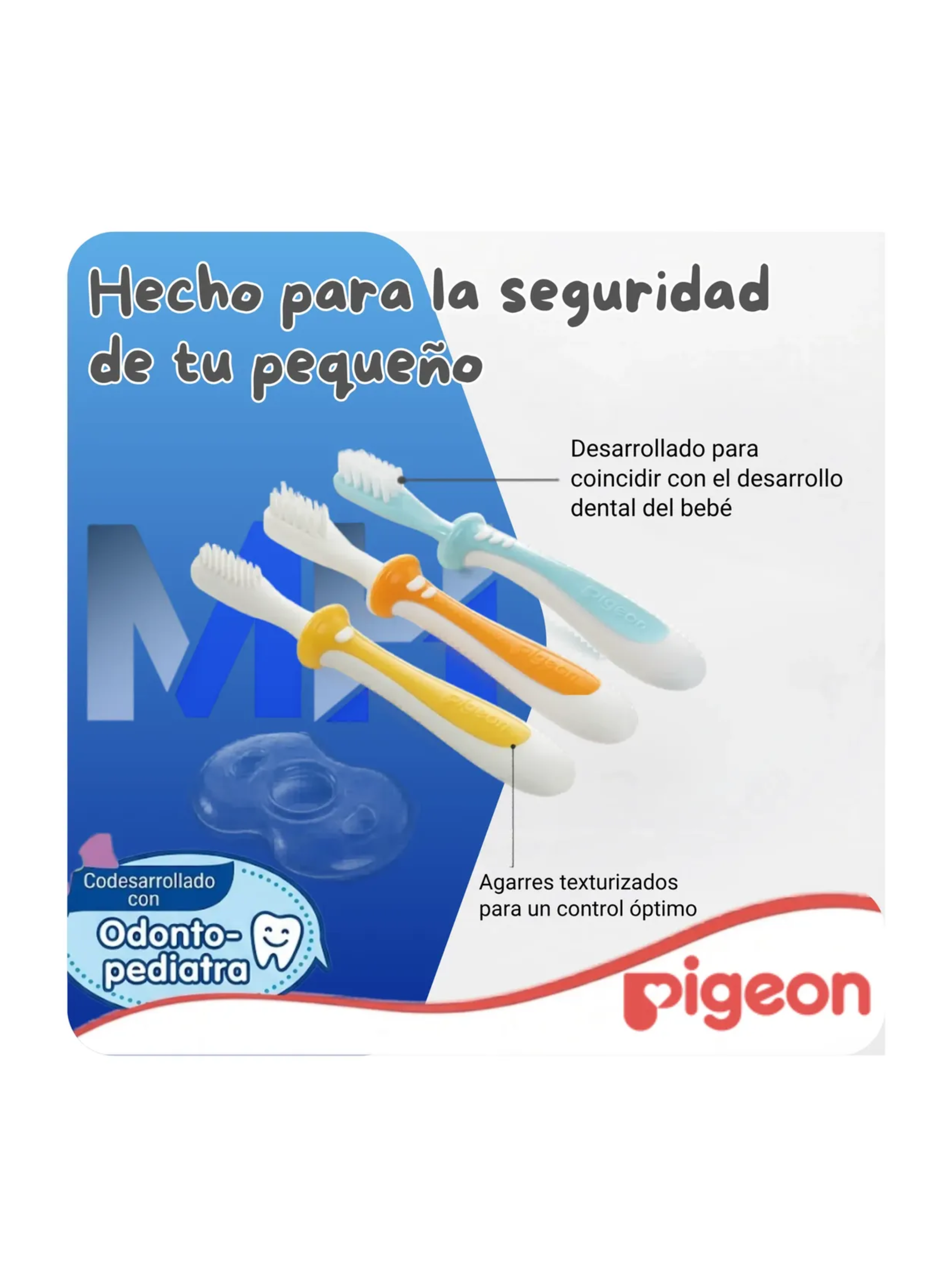 Set De Cepillos Dentales Aprendizaje Pigeon 3 Etapas Bebe Multicolor-2