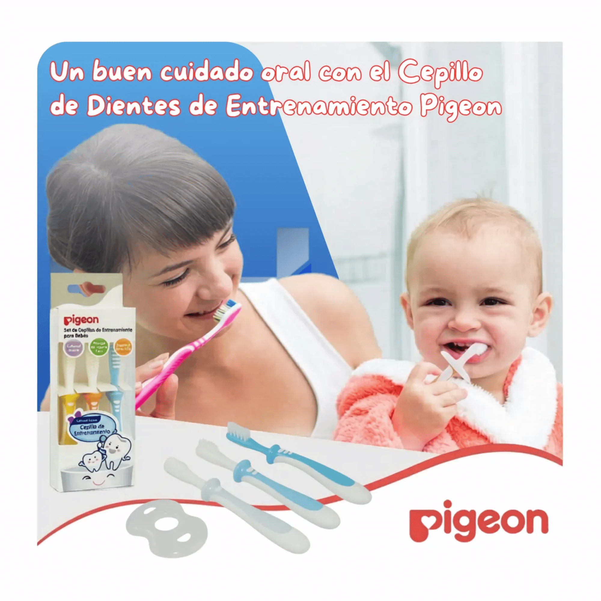 Set De Cepillos Dentales Aprendizaje Pigeon 3 Etapas Bebe Multicolor-4