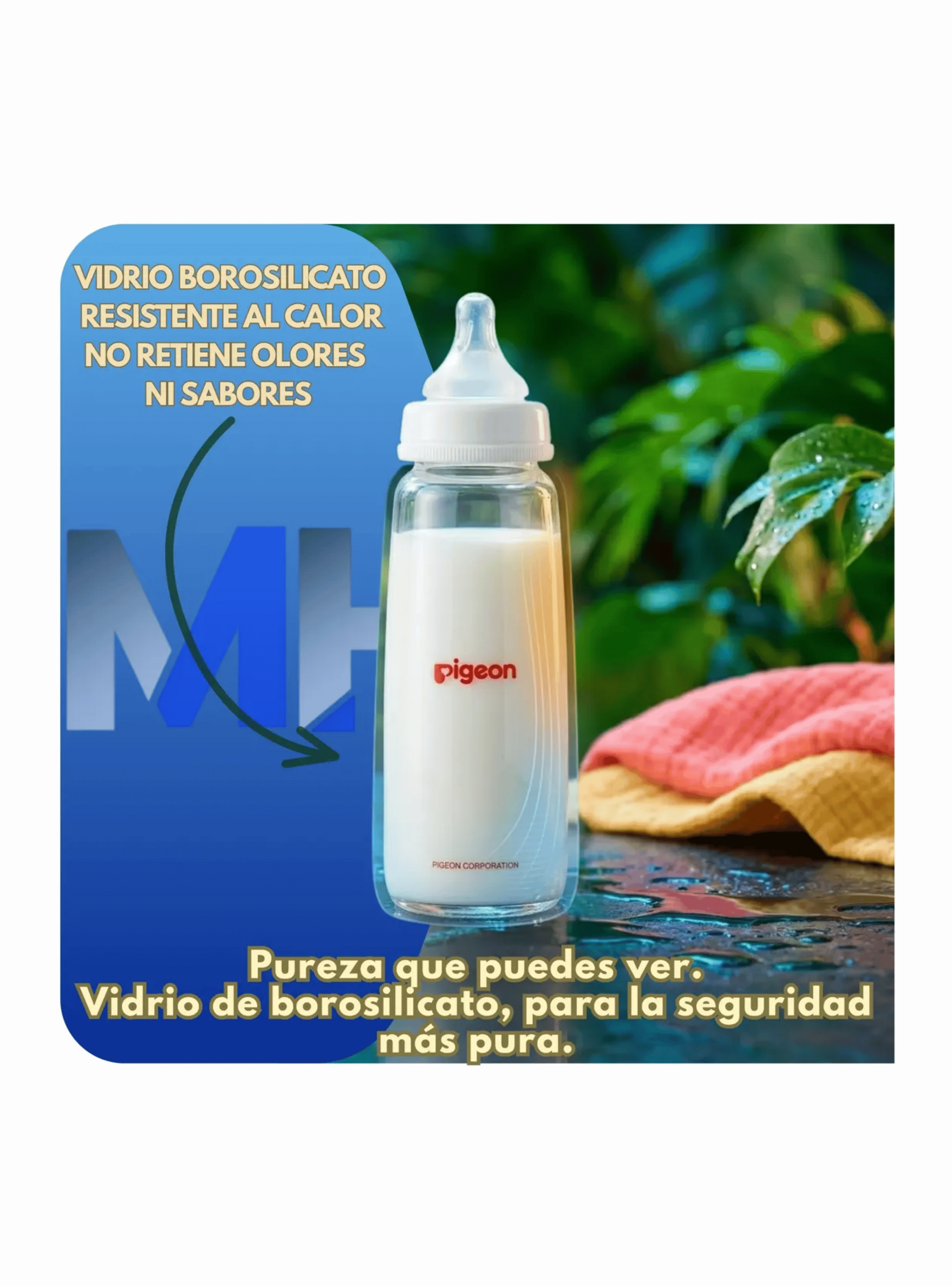 Biber n Vidrio Pigeon Boca Standard 240ml Flexible Mamadera-3