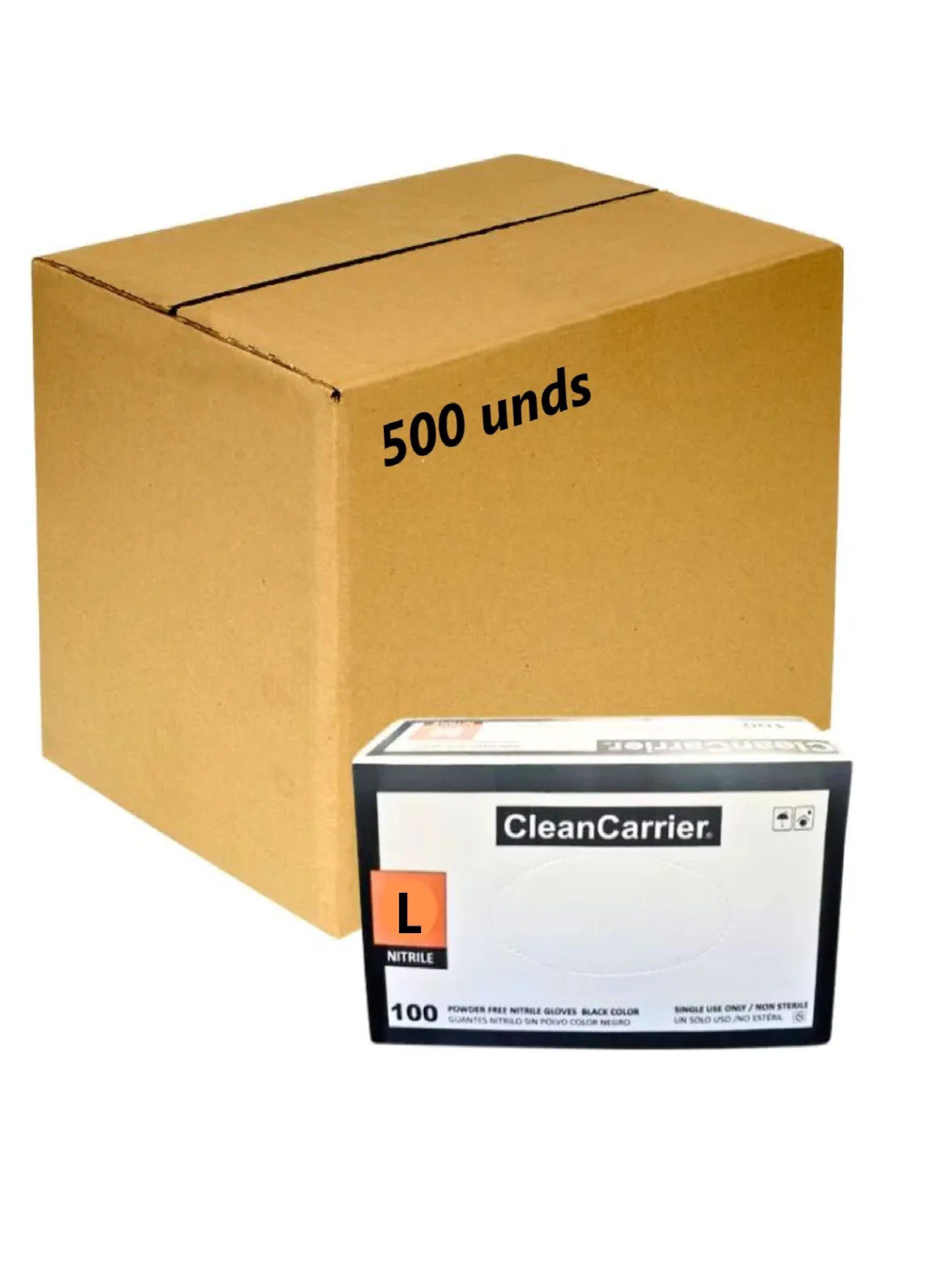 Guantes Nitrilo Negro S/polvo Talla L Cleancarrier 500 Unid-0