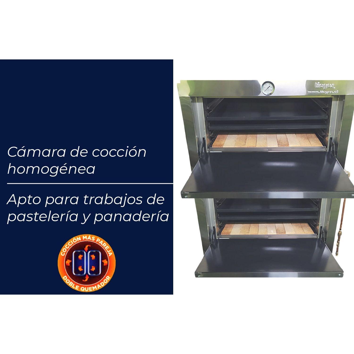Horno Industrial Ticgas 2 cámaras Inox. 58x65cm .-4