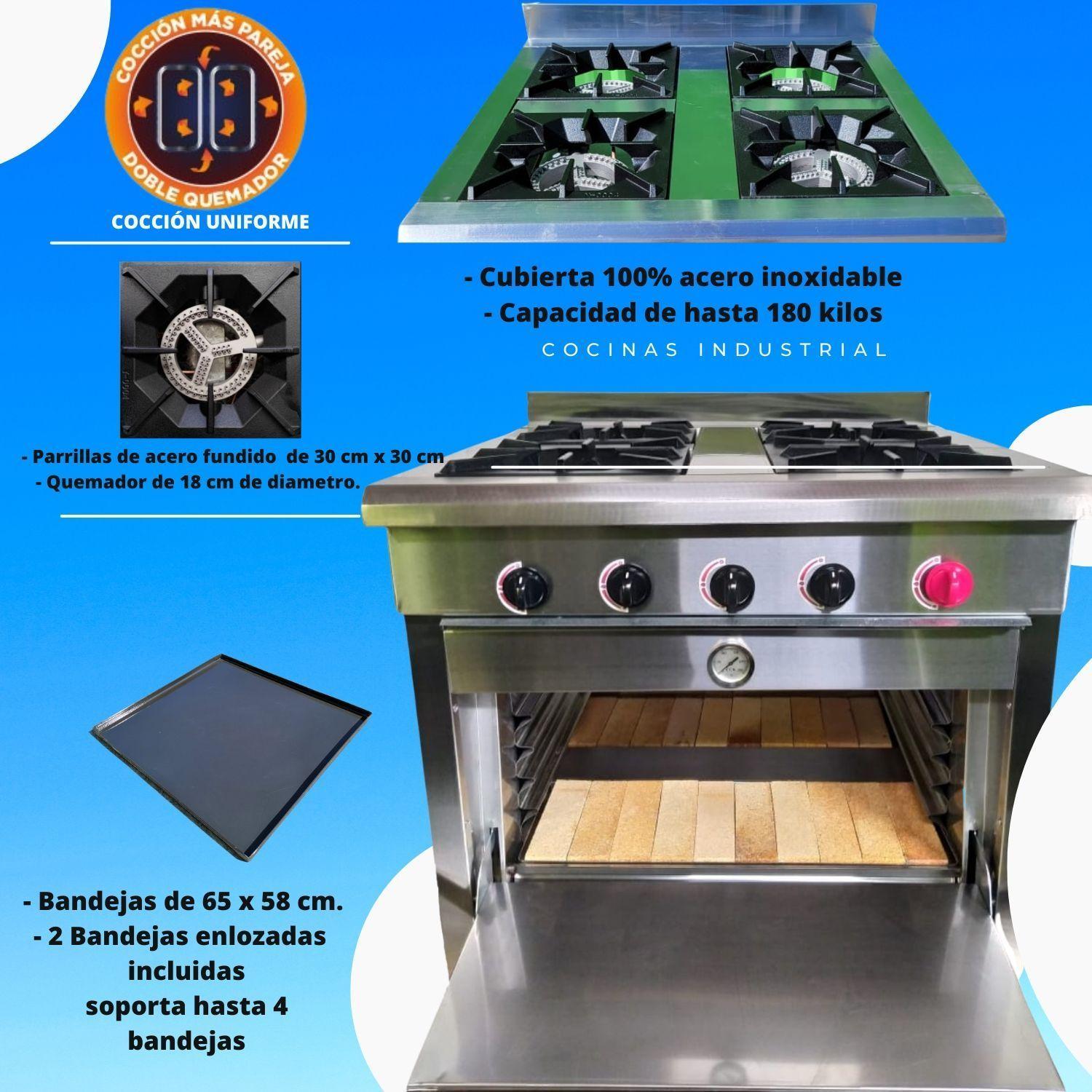 Cocina Industrial Ticgas 4 Platos Con Horno-4