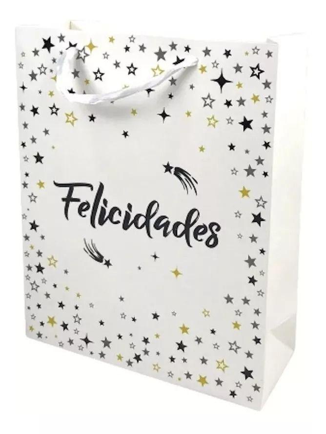 Pack 12 Bolsas De Regalo Felicidades Medianas 26x32cm-3