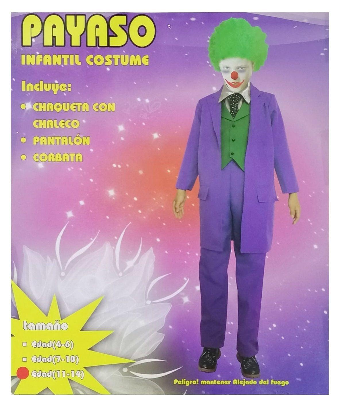 Disfraz Niño El Guason Payaso Jocker Tallas 4-6 7-10 11-14-1