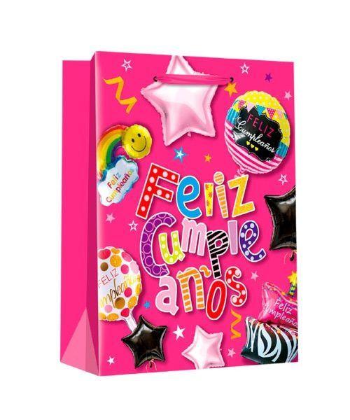 Pack 12 Bolsas De Regalo Feliz Cumpleaños Grandes 30x40cm-3