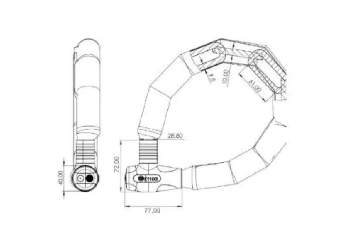 Candado Para Bicicleta Odis Bike Con Cadena Integrada9.5x1mm-3