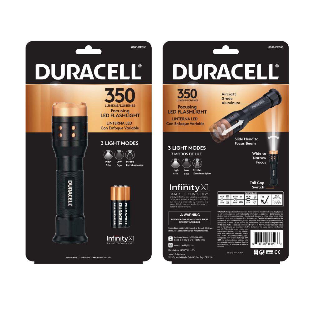 Linterna Duracell Foco Ajustable 350 Lumen c/3 Pilas AAA-5