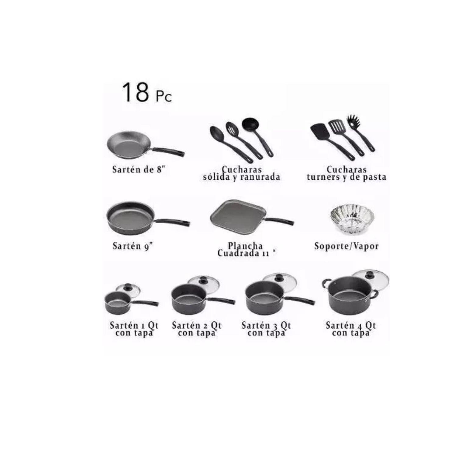Batería De Cocina Tramontina 18 Piezas Negro-3