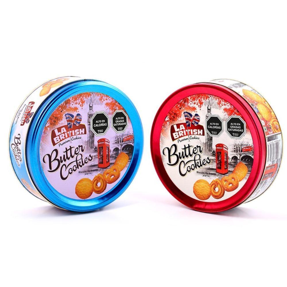 Pack 12 Latas Galletas Mantequilla La British 114g Azul/Rojo-2