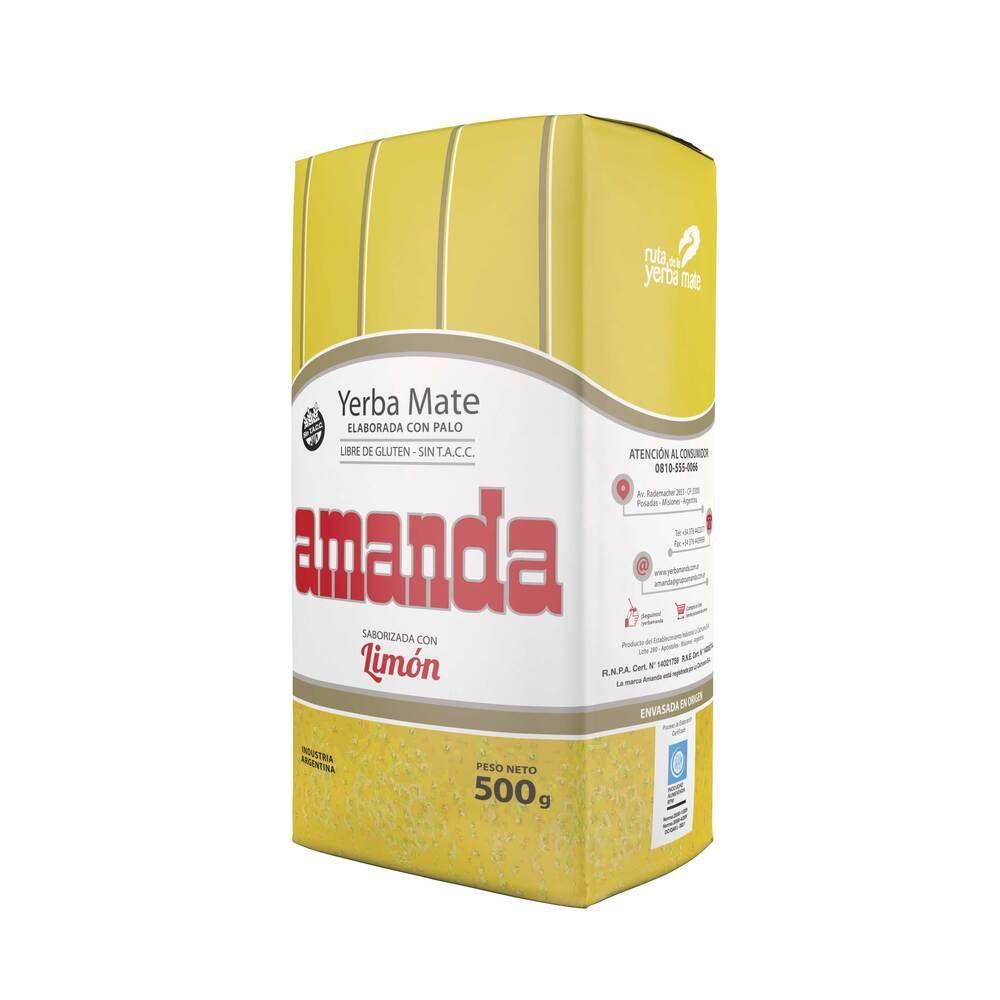 Pack 10 Yerba Mate Amanda sabor limón 500gr-3