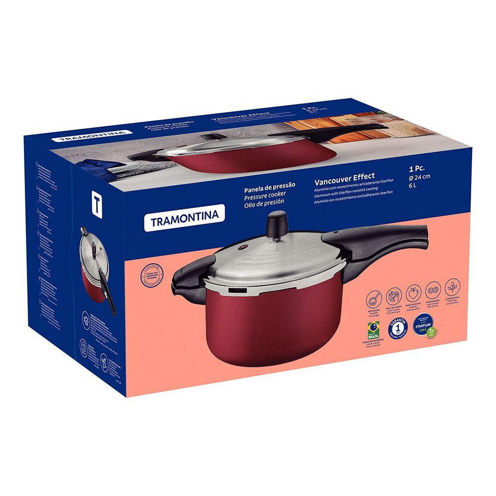 Olla A Presión Tramontina Vancouver 6 Litros 24cm Rojo-3