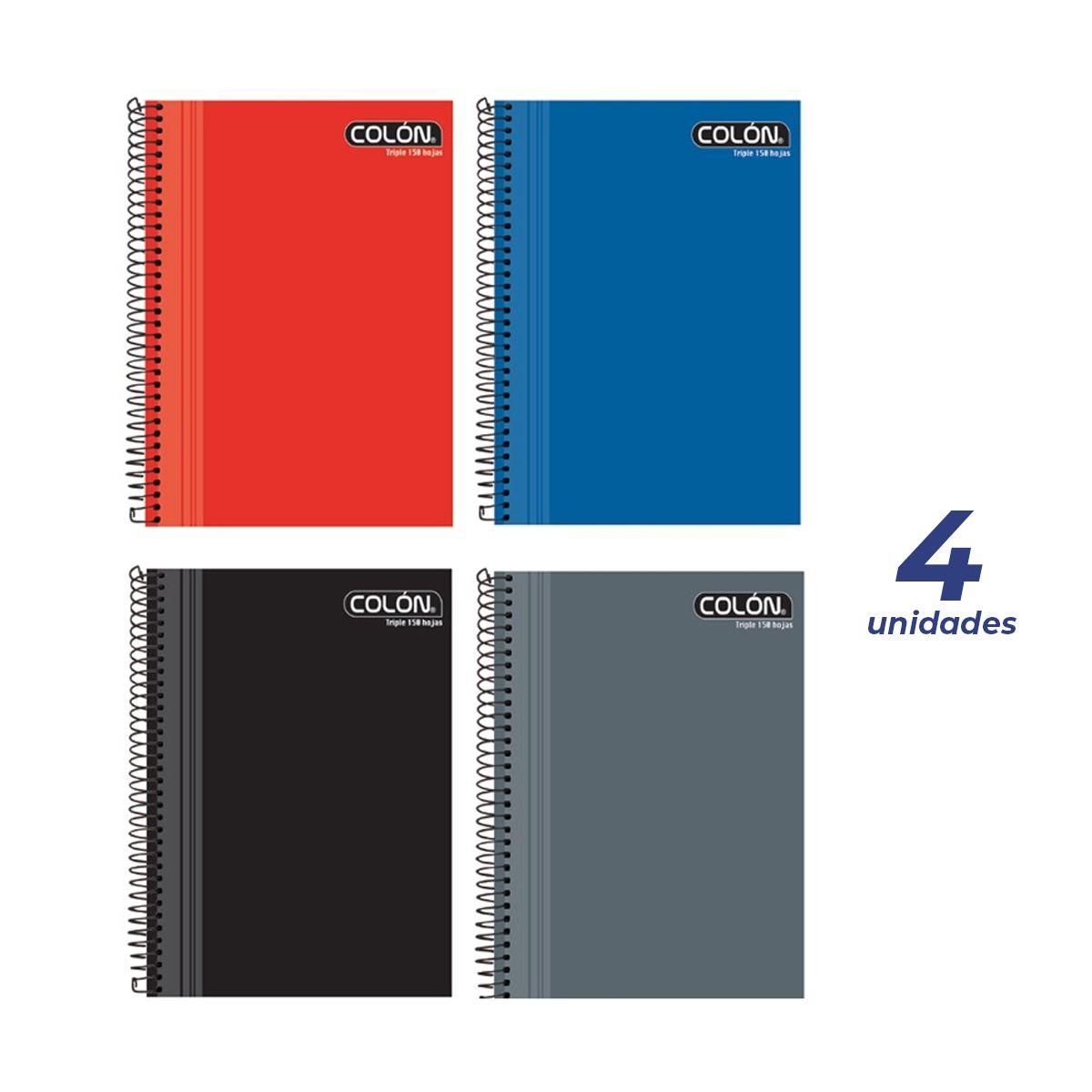 Pack cuadernos triple Colon Liso 150Hojas x 4 unidades-1