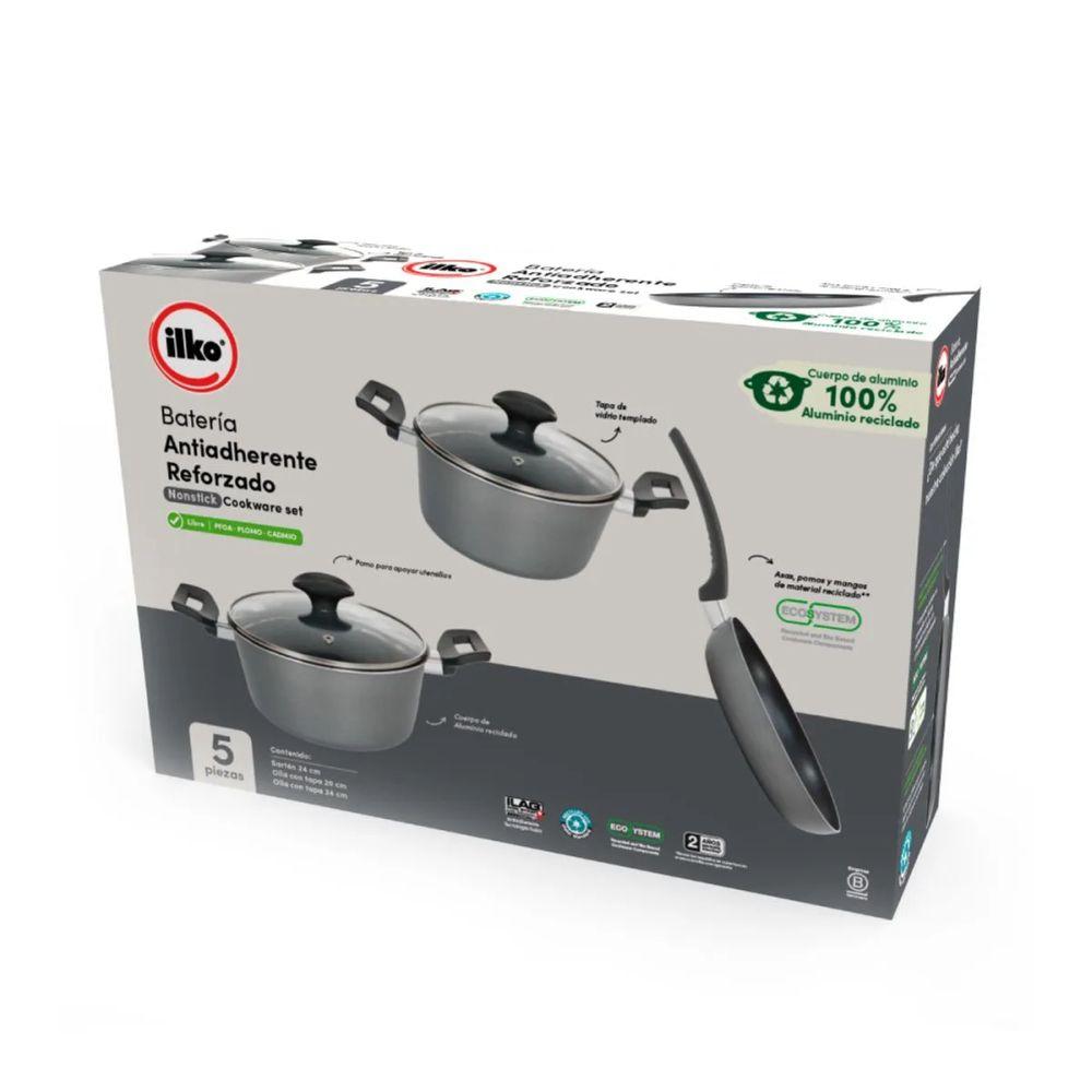 Batería De Cocina Ilko 5 Piezas Aluminio Reciclado Everyday-0
