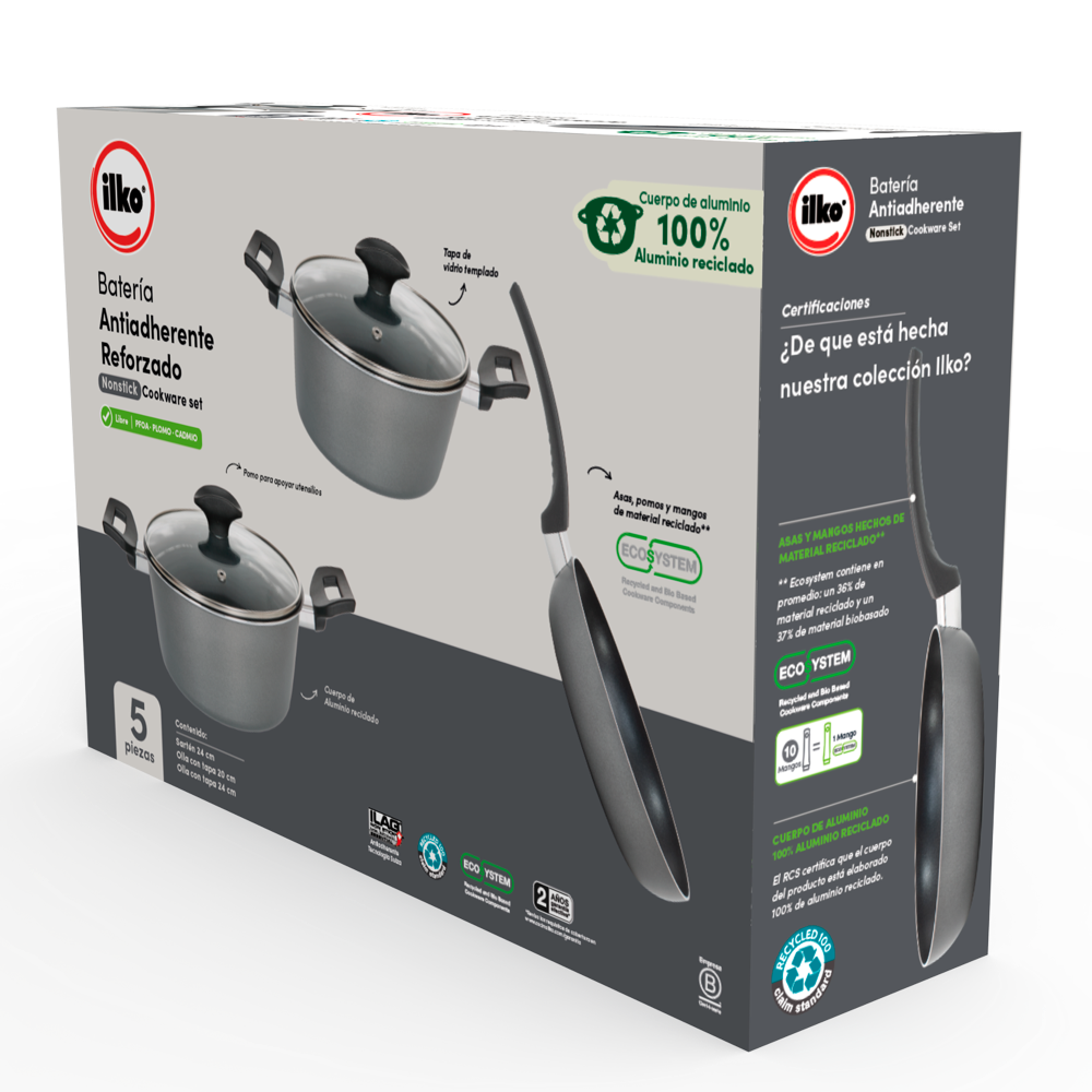 Batería De Cocina Ilko 5 Piezas Aluminio Reciclado Everyday-2