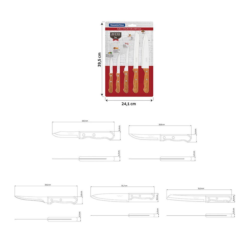 Juego De Cuchillos De Cocina Tramontina Dinamyc 5 piezas-2