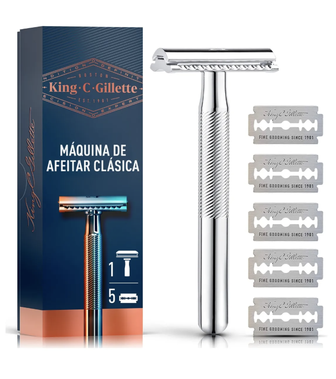 Máquina De Afeitar Clásica Gillette King C + 5 Navajas-1
