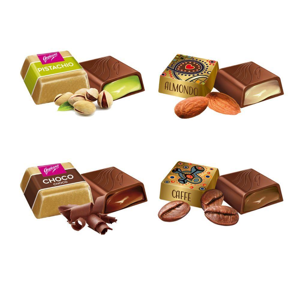 Pack 4 cajas bombones Goplana 1kg Pist+café+Almen+Choco-1