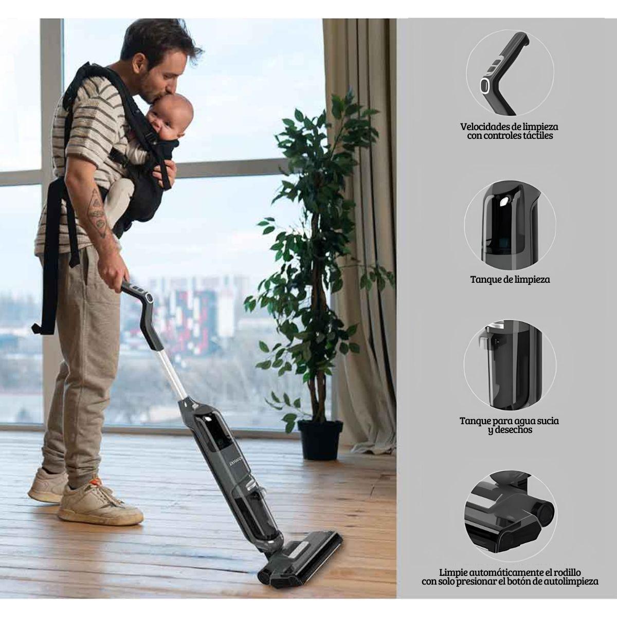 Aspiradora Trapeadora Vertical Aiwa Inalámbrica Awamx6 Negra-3